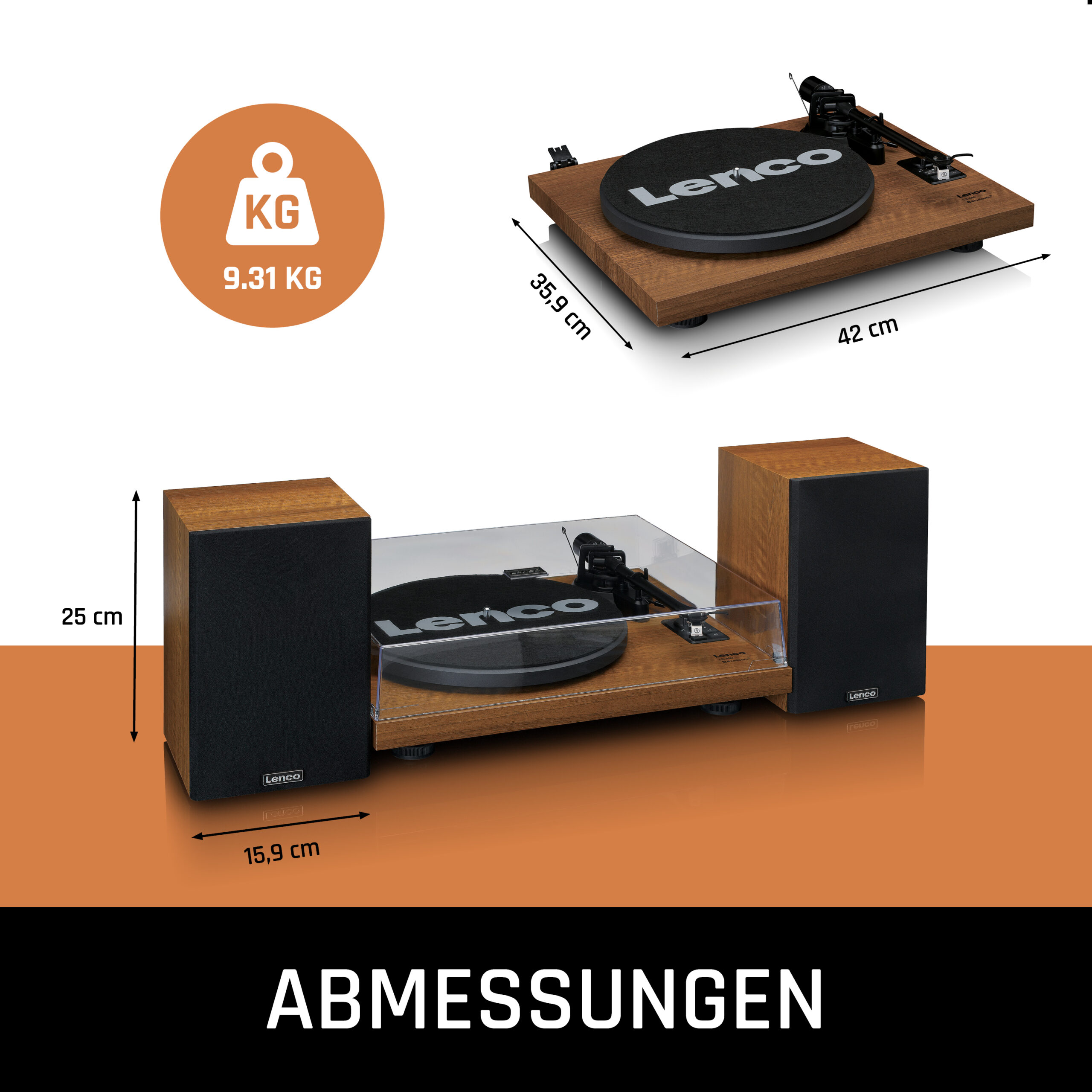 Platenspeler met ingebouwde versterker en Bluetooth® plus 2 externe luidsprekers Wood - Afbeelding 10