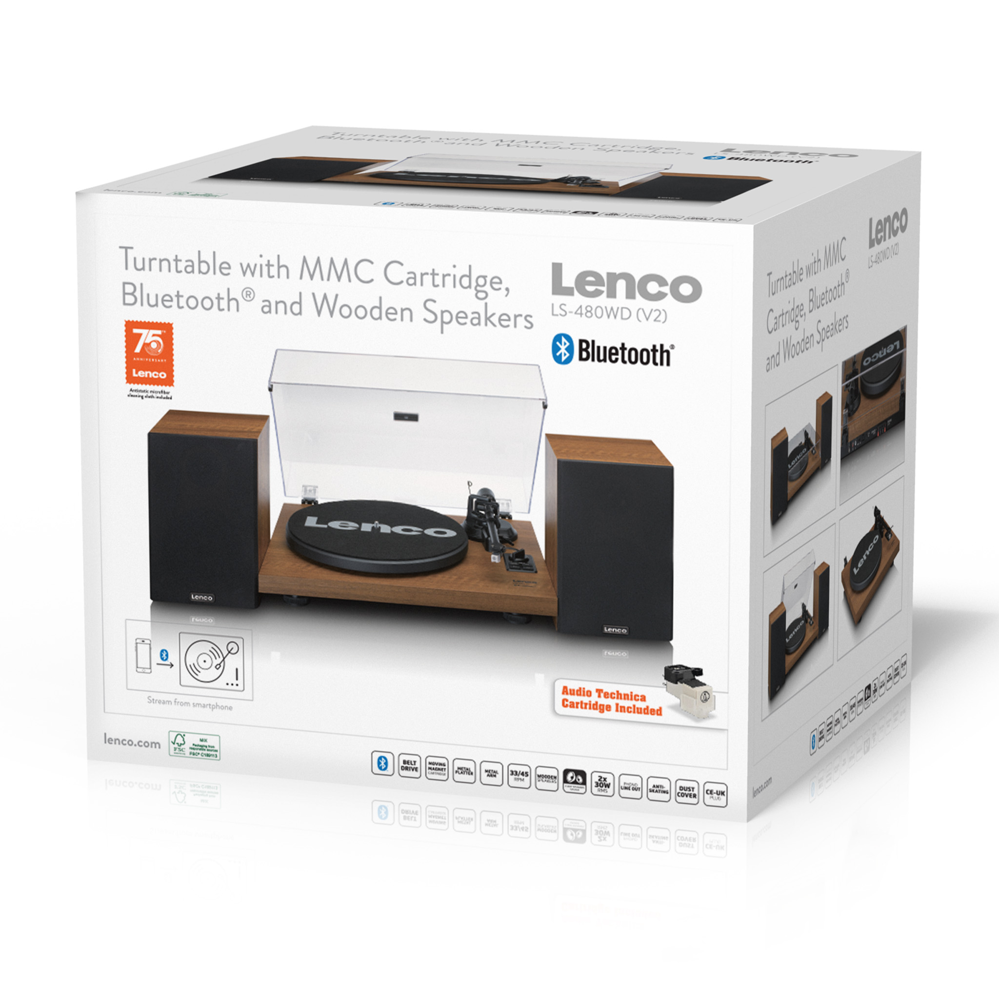 Platenspeler met ingebouwde versterker en Bluetooth® plus 2 externe luidsprekers Wood - Afbeelding 14