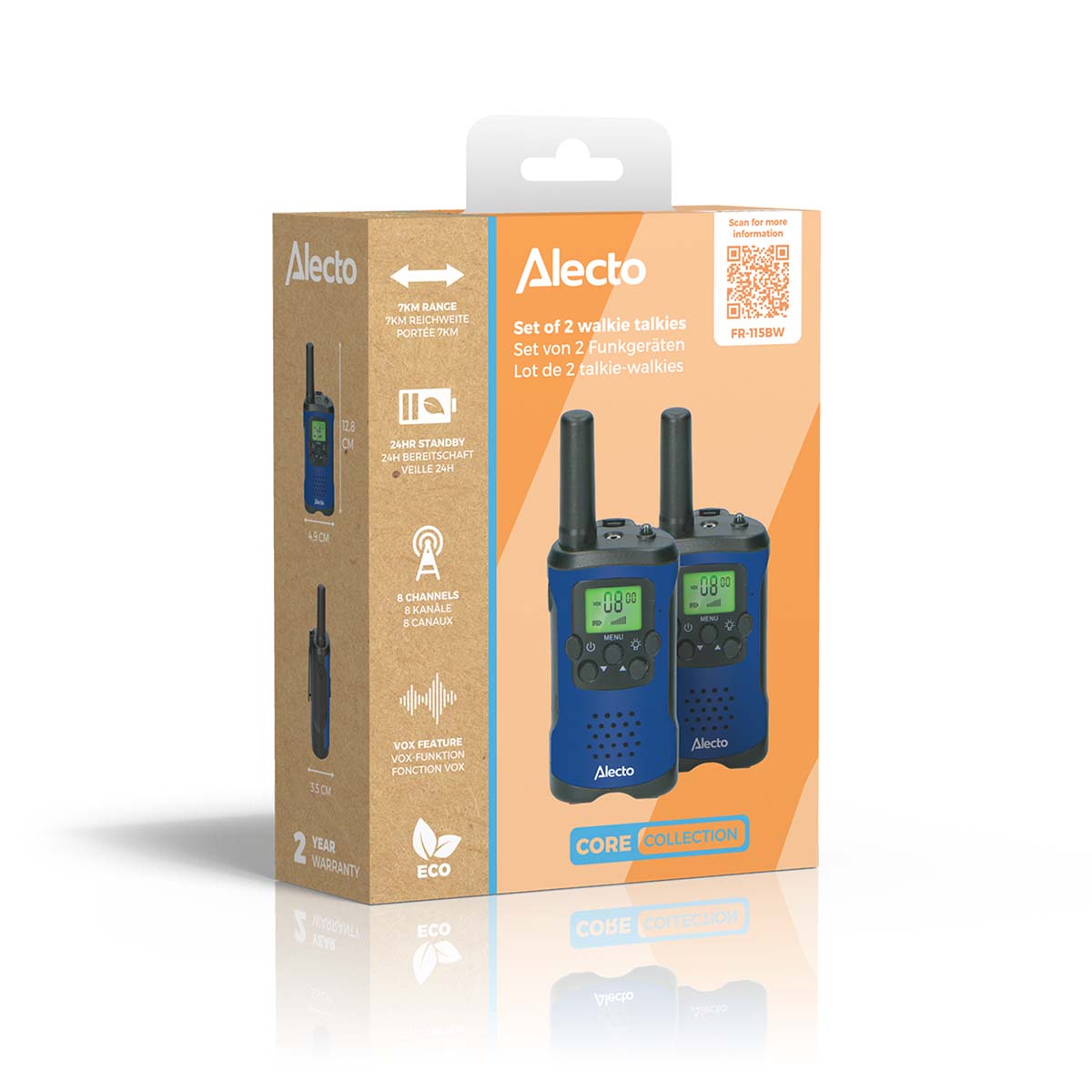 Walkie-Talkie Set | 2 Handsets | Tot 7 km | Frequentiekanalen: 8 | PTT / VOX | 24 uur stand-by | Hoofdtelefoonuitgang | Ingebouwde zaklamp | Zwart - Afbeelding 16