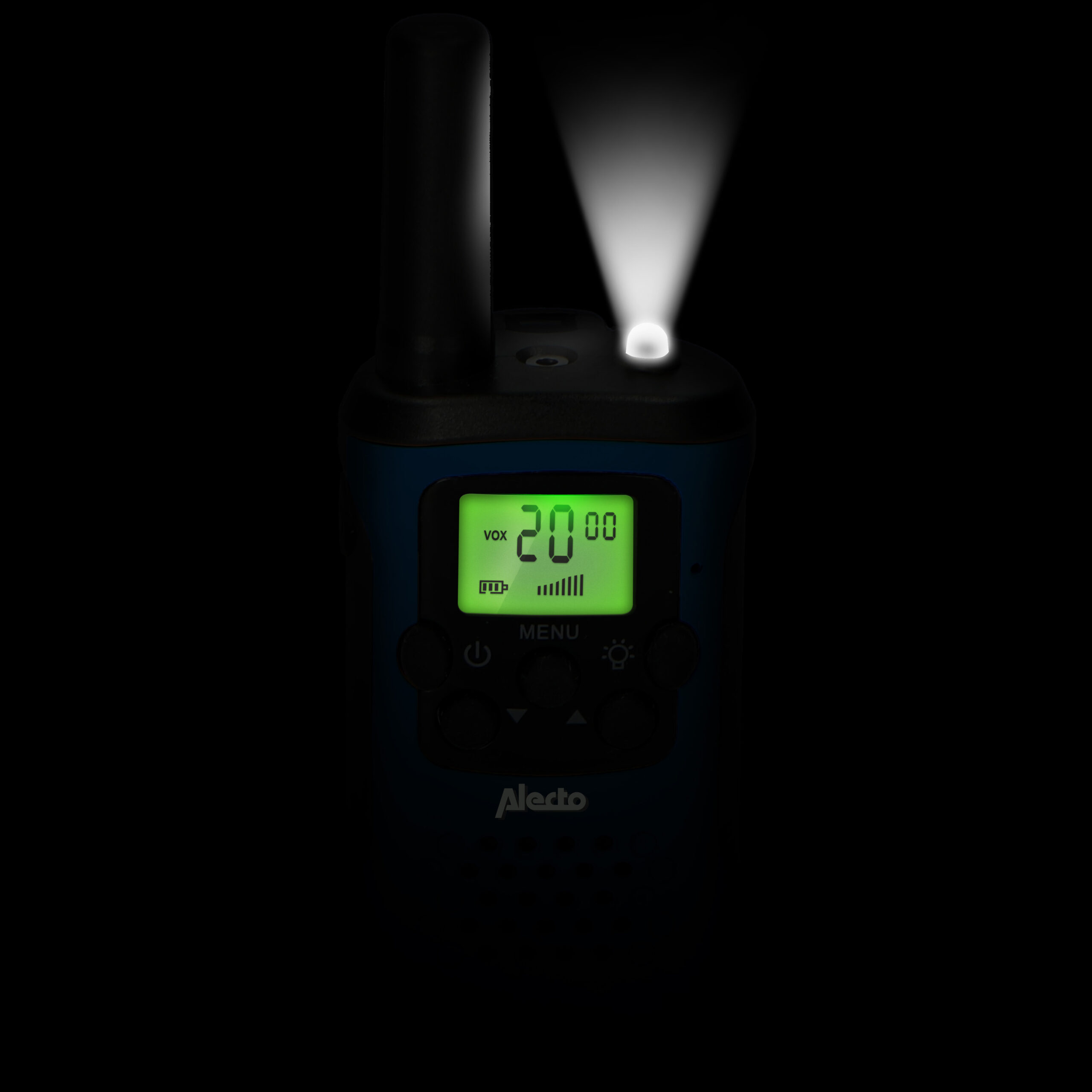 Walkie-Talkie Set | 2 Handsets | Tot 7 km | Frequentiekanalen: 8 | PTT / VOX | 24 uur stand-by | Inclusief oplaadbasis | Koptelefoonuitgang | Blauw / Zwart - Afbeelding 5