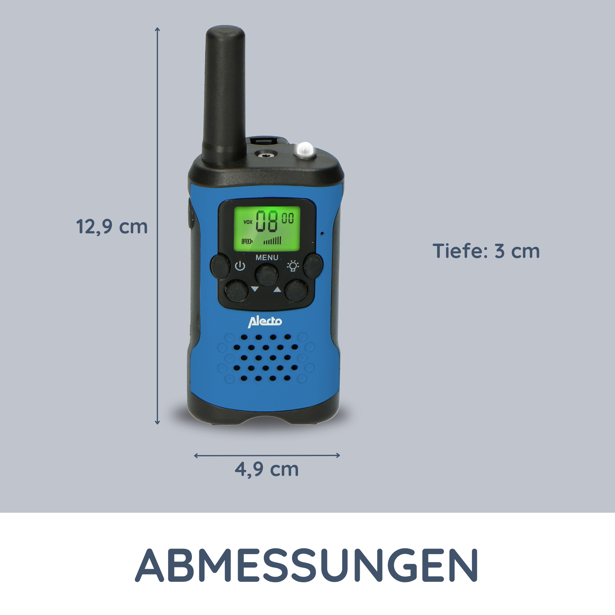 Walkie-Talkie Set | 2 Handsets | Tot 7 km | Frequentiekanalen: 8 | PTT / VOX | 24 uur stand-by | Inclusief oplaadbasis | Koptelefoonuitgang | Blauw / Zwart - Afbeelding 6