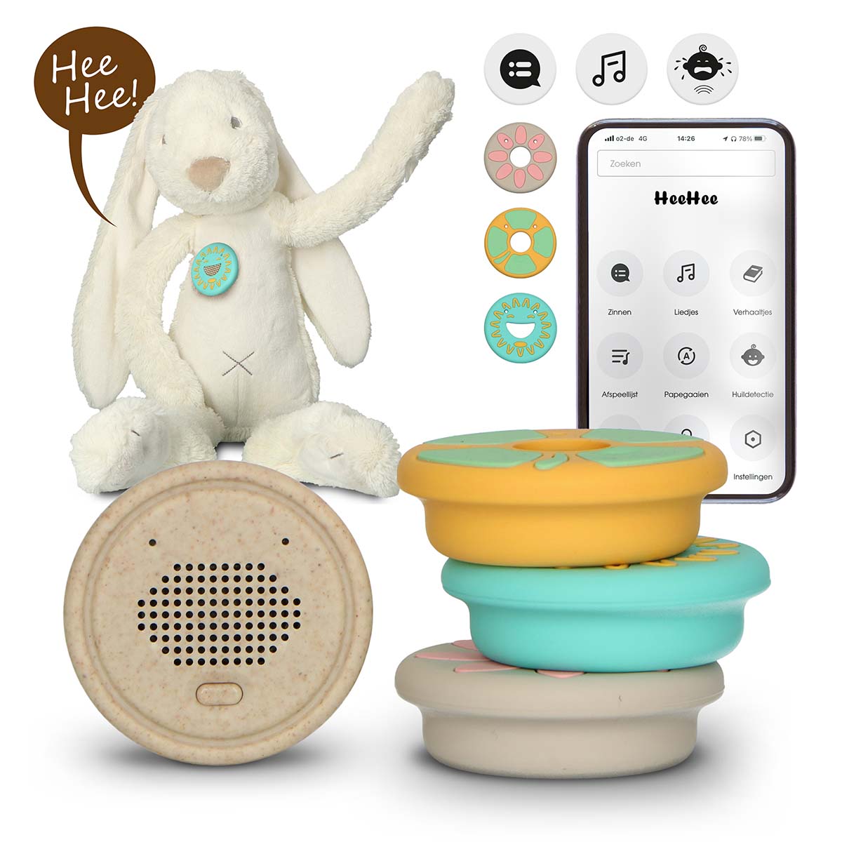 Baby HeeHee + knuffelkonijn - Chatknop, maakt van je knuffel een interactieve vriend - Afbeelding 10