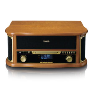 Houten retro platenspeler met Bluetooth®, DAB+/FM-radio, USB-codering, cd-speler, cassettespeler en ingebouwde speakers