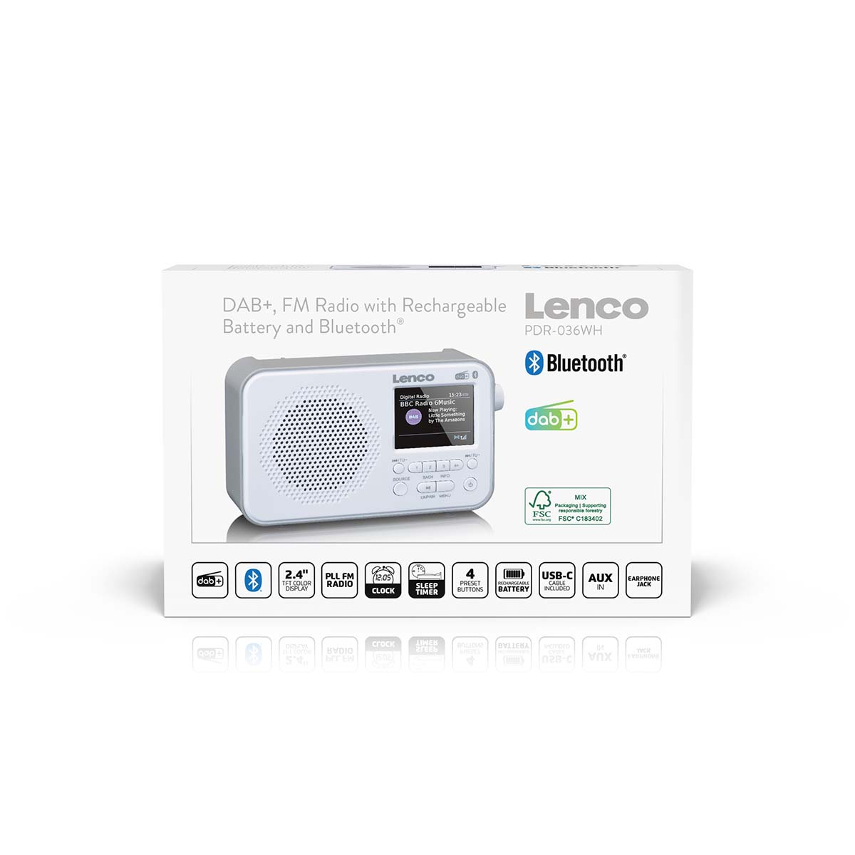 Draagbare DAB+ FM-radio met Bluetooth® 2,4" TFT-scherm Wit - Afbeelding 8