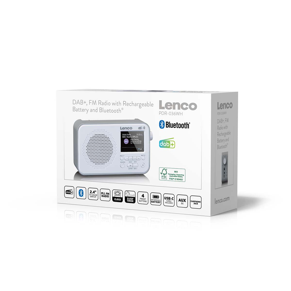 Draagbare DAB+ FM-radio met Bluetooth® 2,4" TFT-scherm Wit - Afbeelding 9