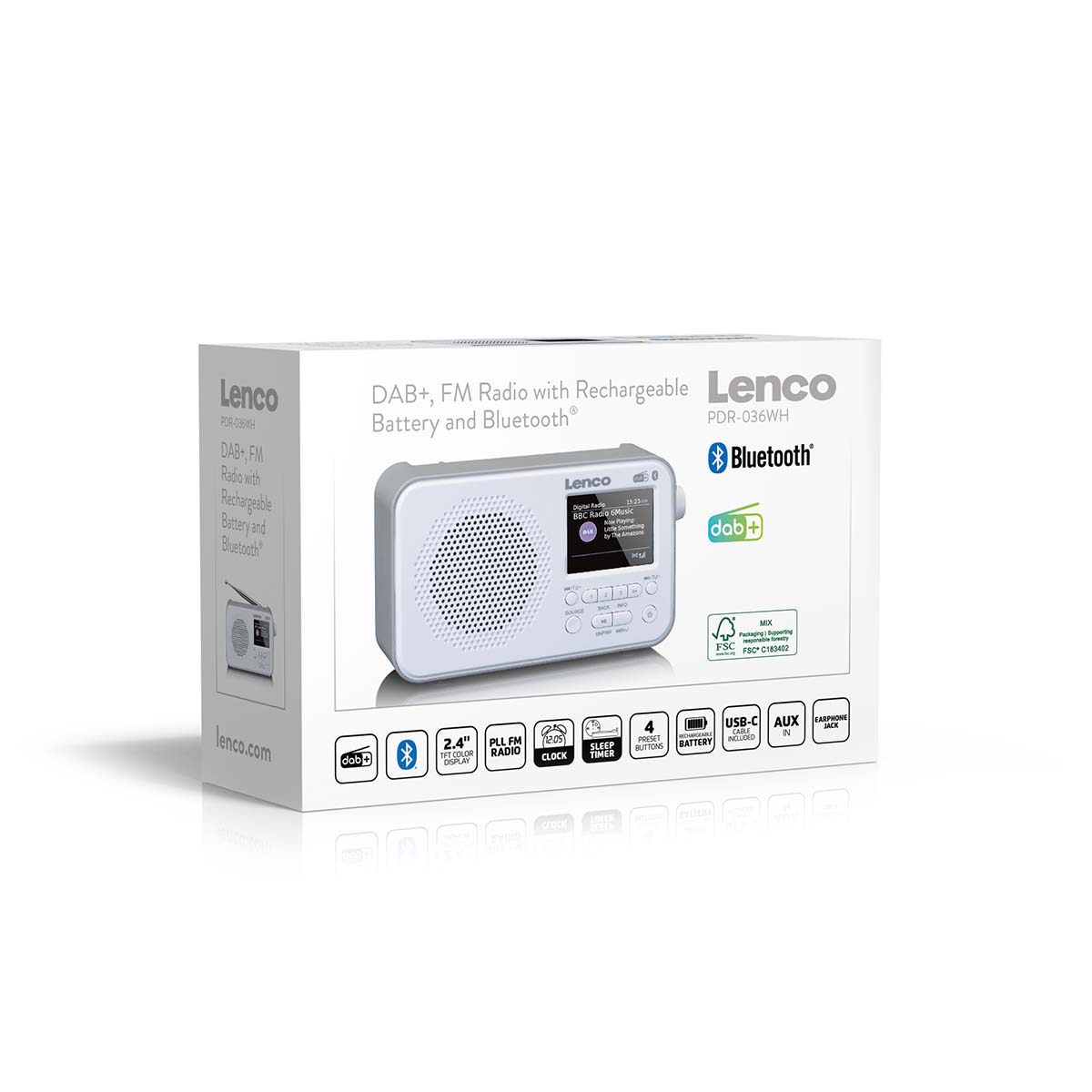 Draagbare DAB+ FM-radio met Bluetooth® 2,4" TFT-scherm Wit - Afbeelding 10