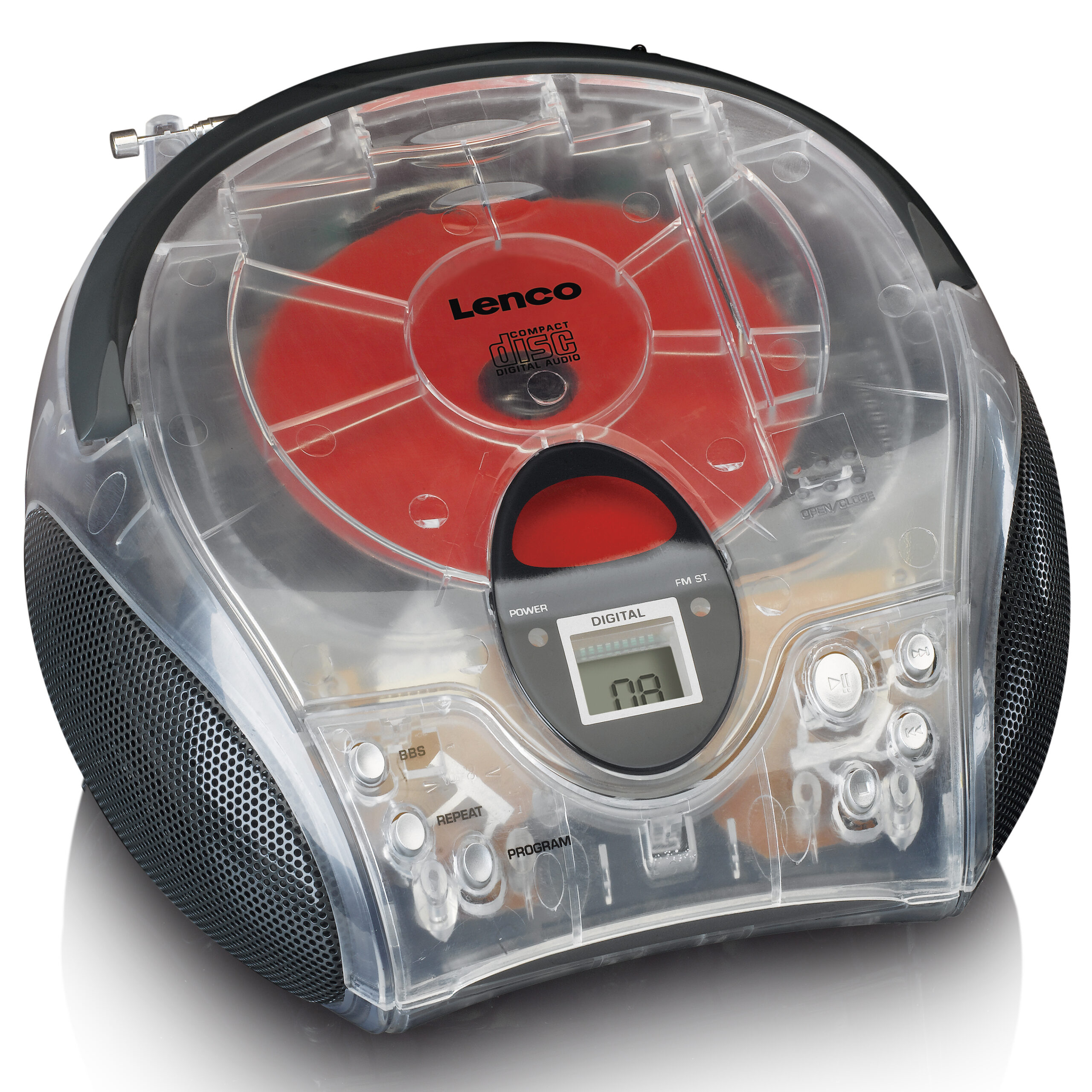 Draagbare stereo FM-radio met CD-speler Transparant - Afbeelding 2