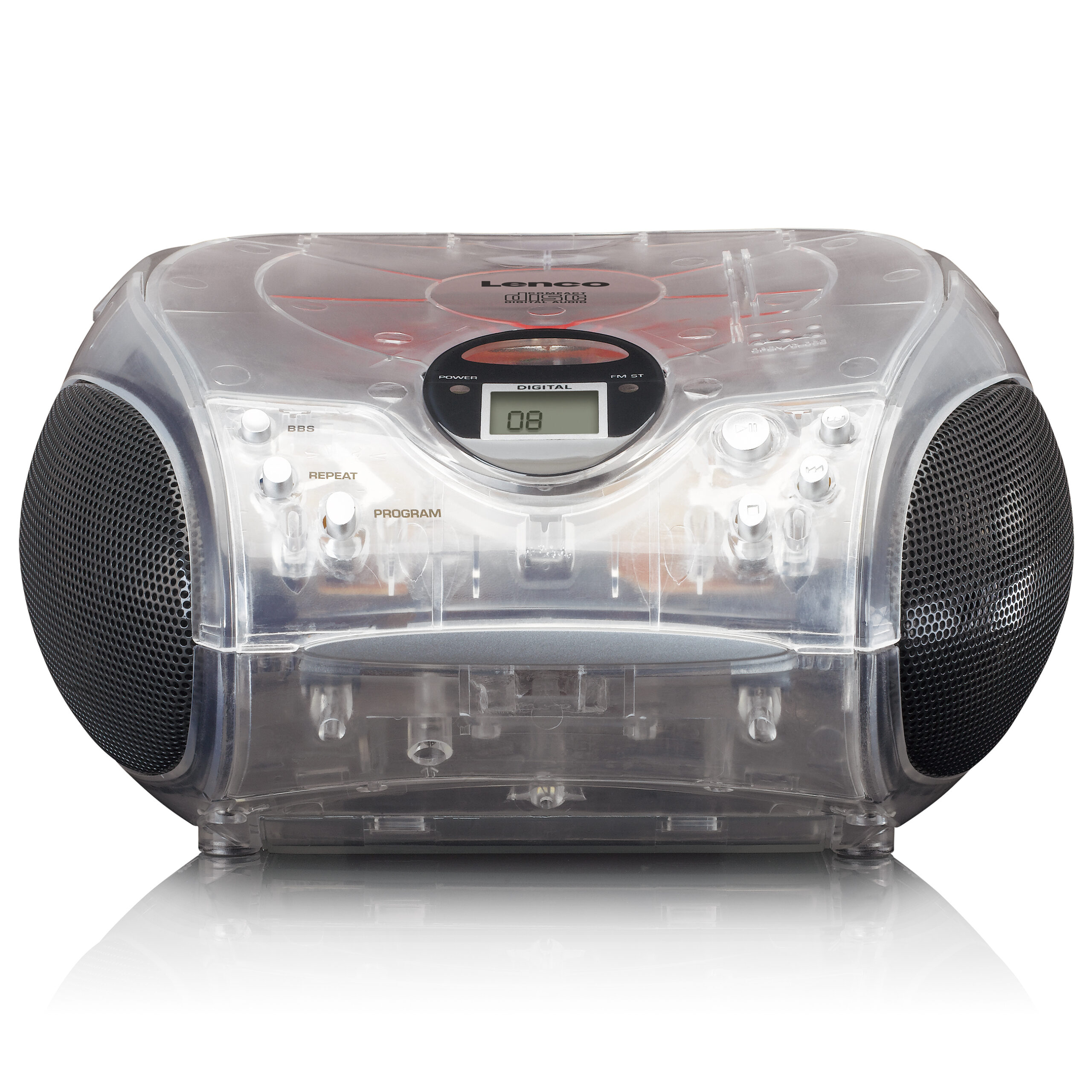 Draagbare stereo FM-radio met CD-speler Transparant - Afbeelding 4