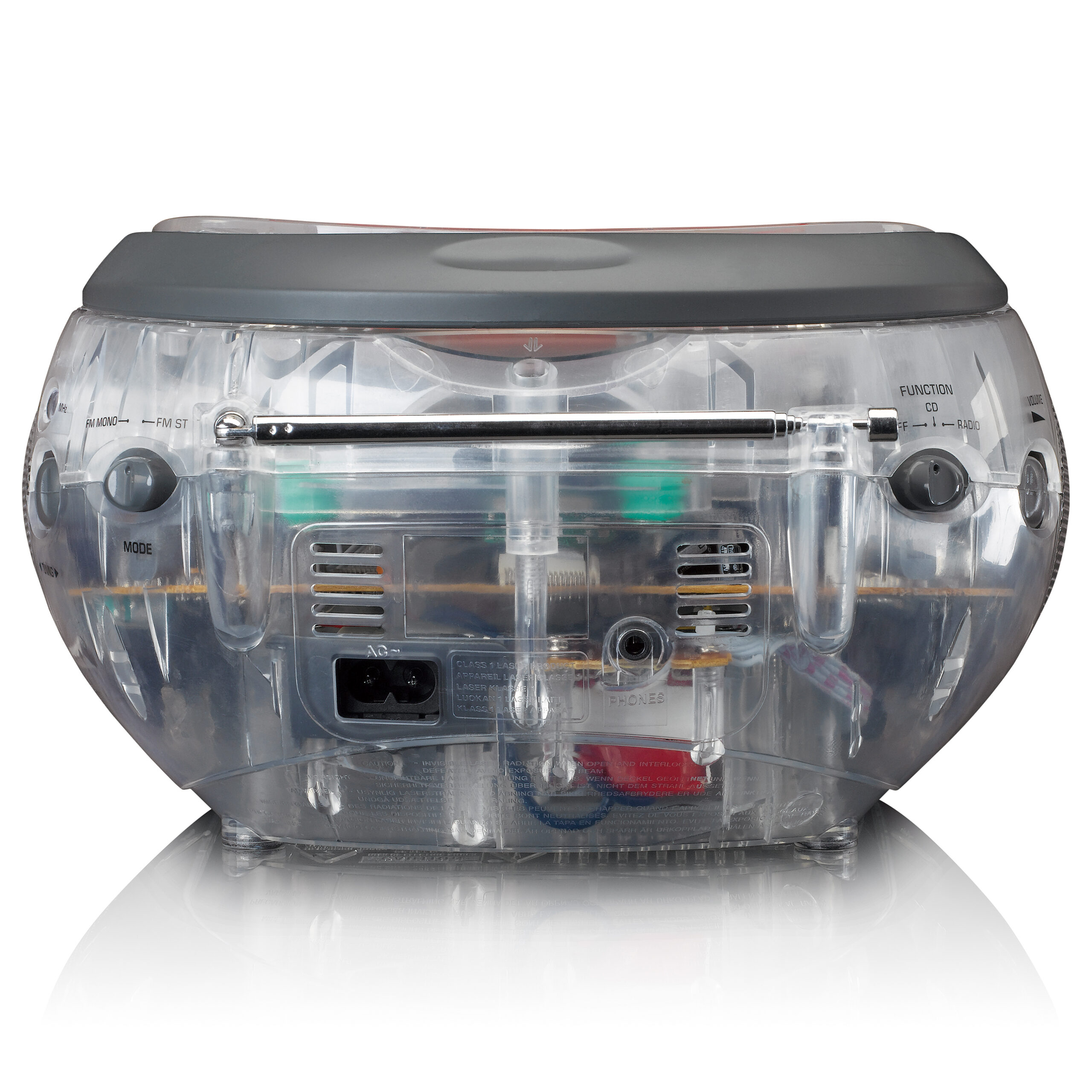 Draagbare stereo FM-radio met CD-speler Transparant - Afbeelding 6