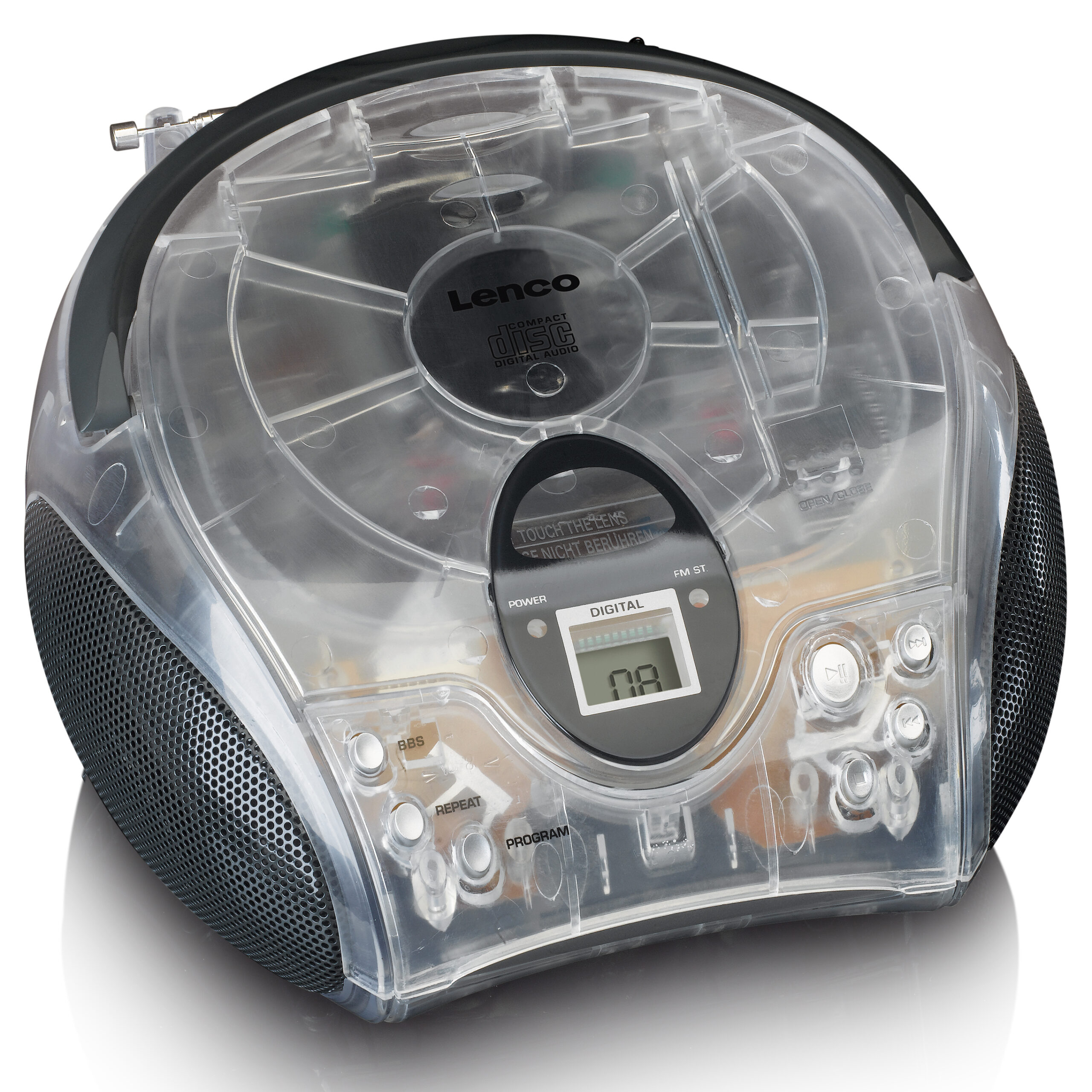Draagbare stereo FM-radio met CD-speler Transparant - Afbeelding 7