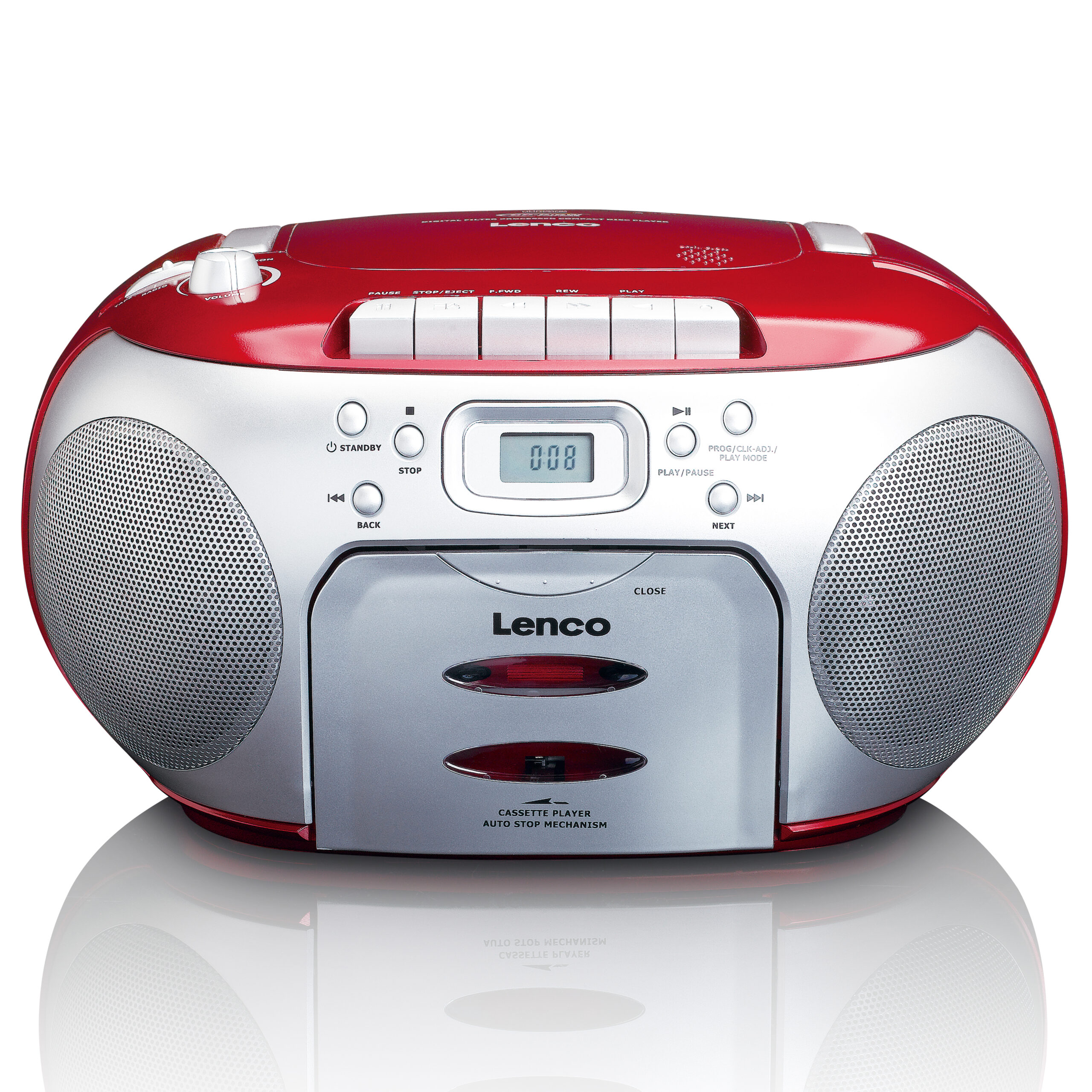 Draagbare FM-radio CD-cassettespeler Rood