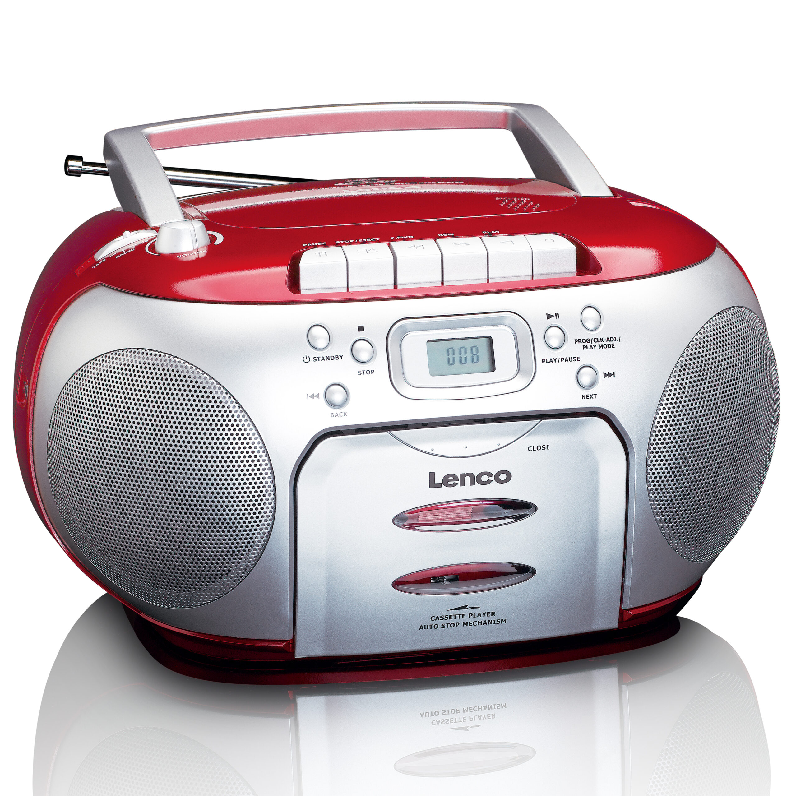 Draagbare FM-radio CD-cassettespeler Rood - Afbeelding 2