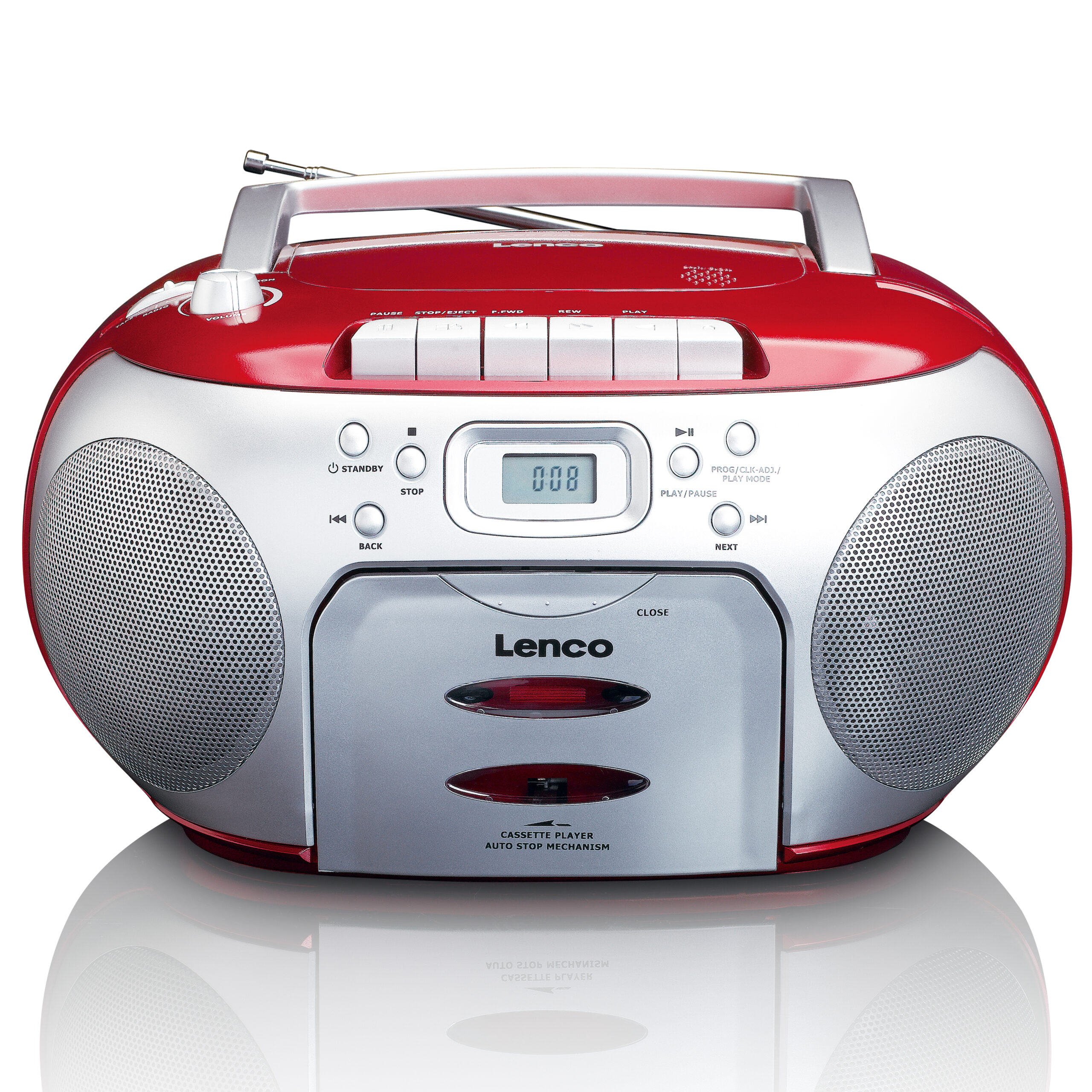 Draagbare FM-radio CD-cassettespeler Rood - Afbeelding 3