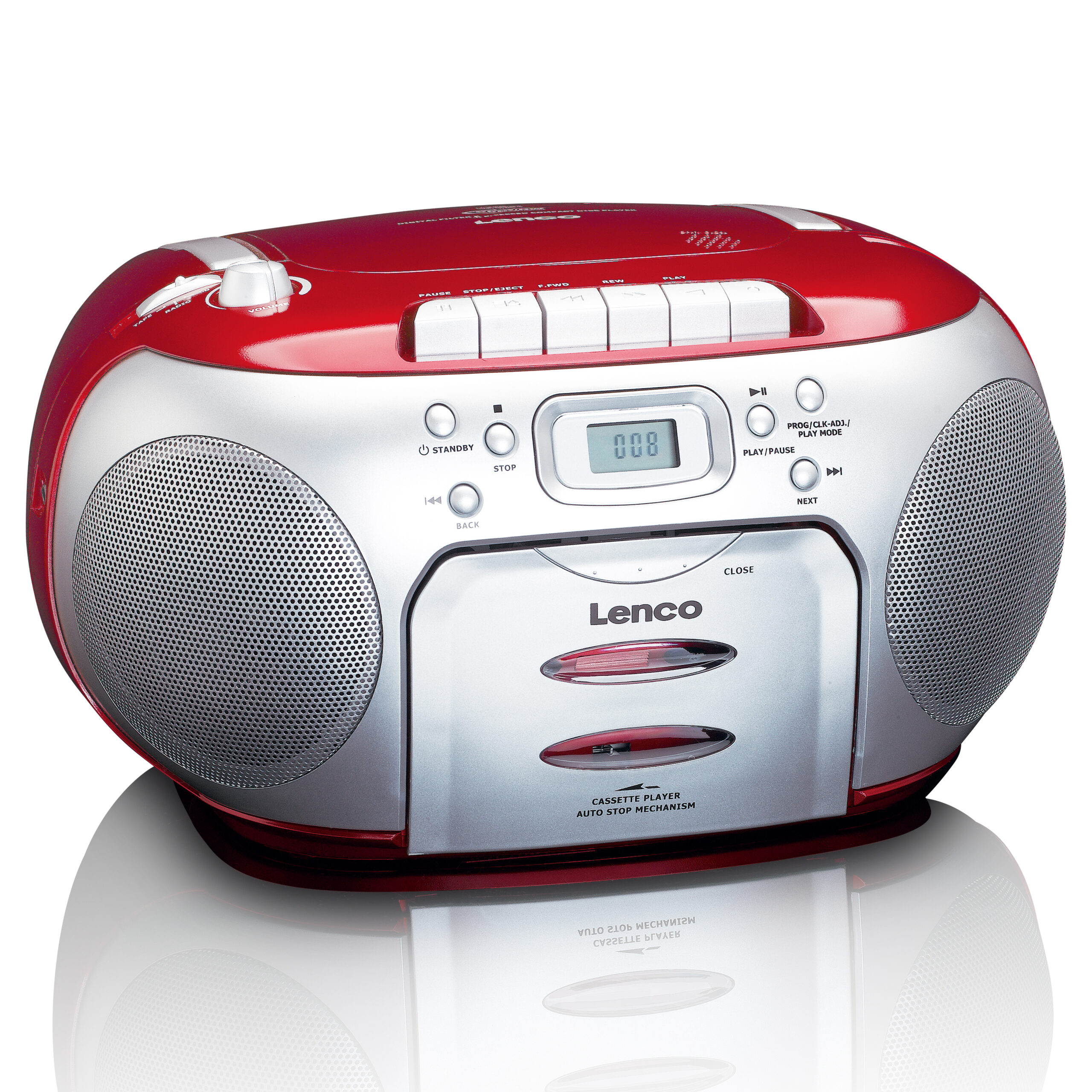 Draagbare FM-radio CD-cassettespeler Rood - Afbeelding 4