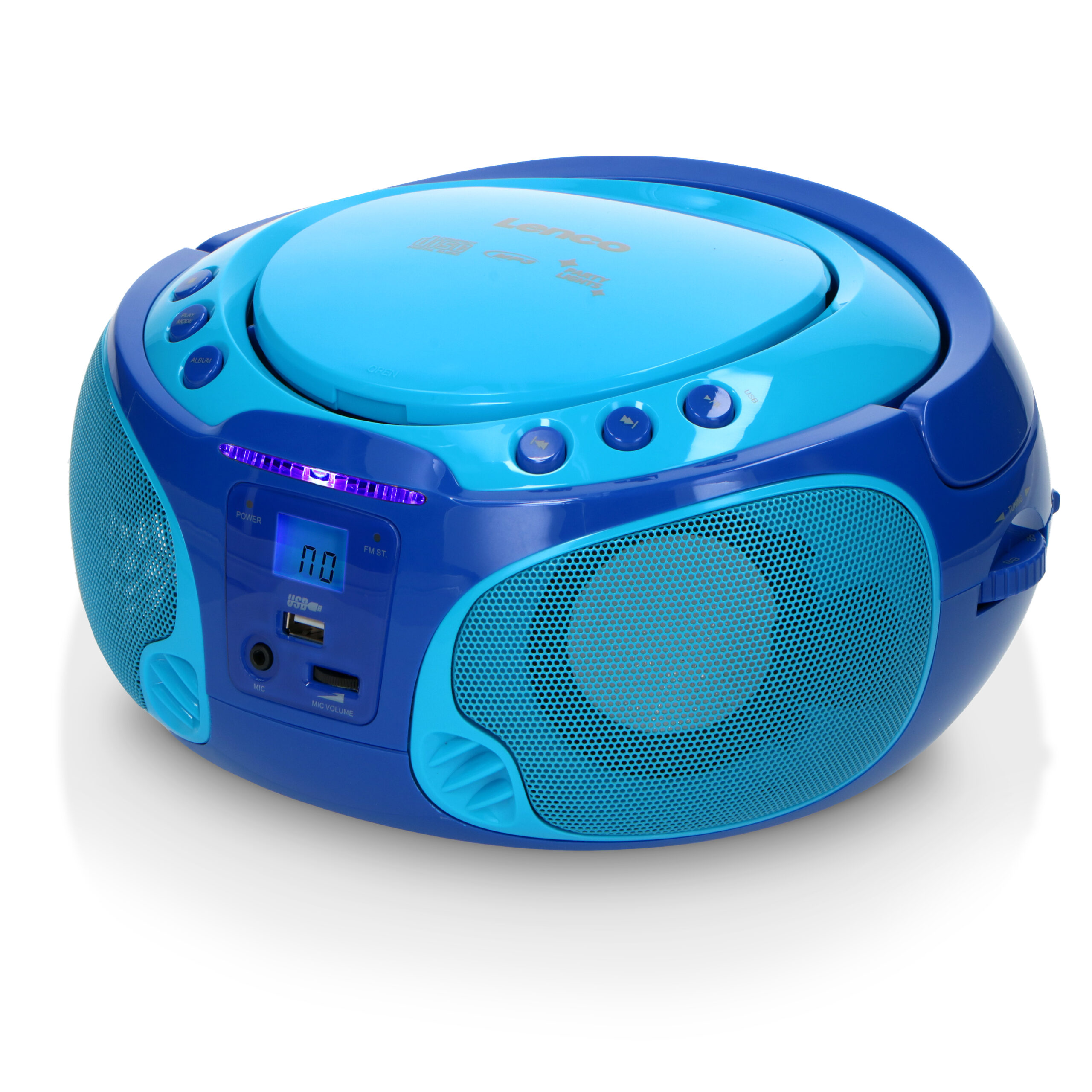Draagbare FM Radio CD/MP3/USB Microfoon & Lichteffecten Blauw - Afbeelding 2