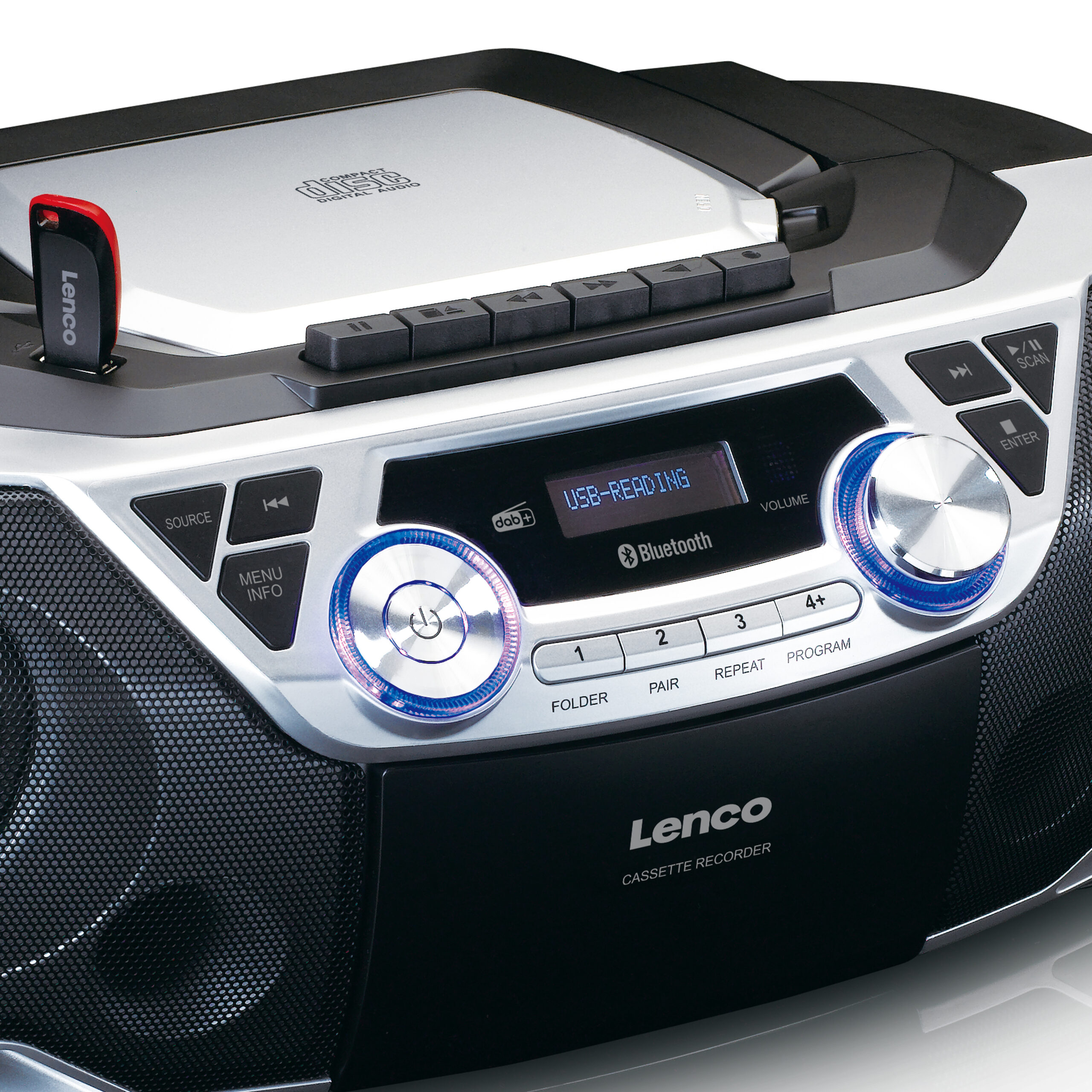 Draagbare Boombox met DAB+/FM-radio, Bluetooth®, CD, cassetterecorder en USB-speler Zilver - Afbeelding 9