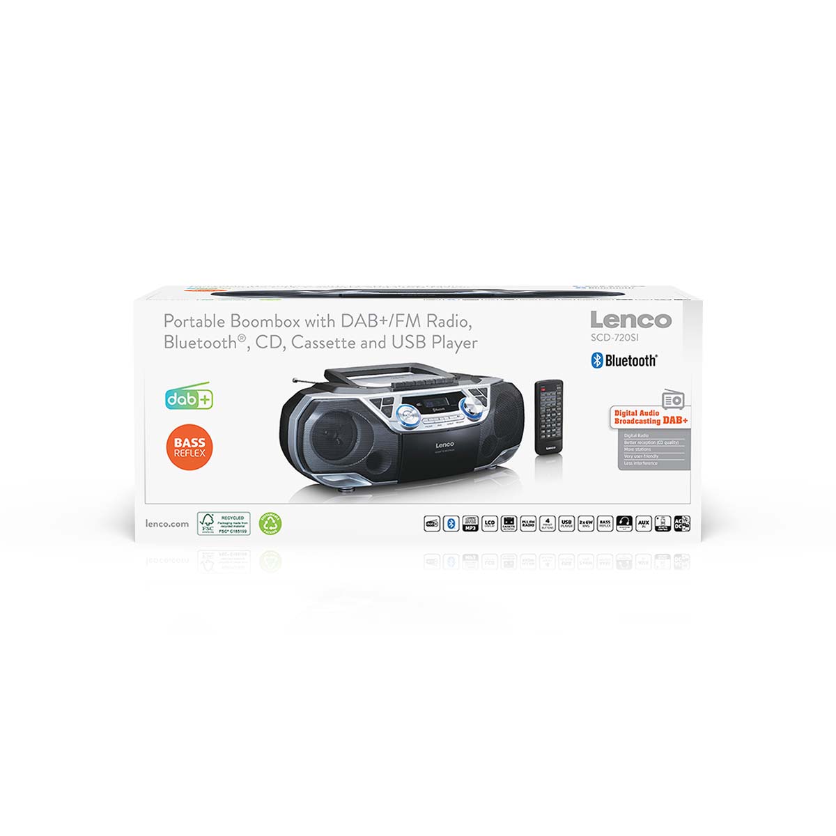 Draagbare Boombox met DAB+/FM-radio, Bluetooth®, CD, cassetterecorder en USB-speler Zilver - Afbeelding 12