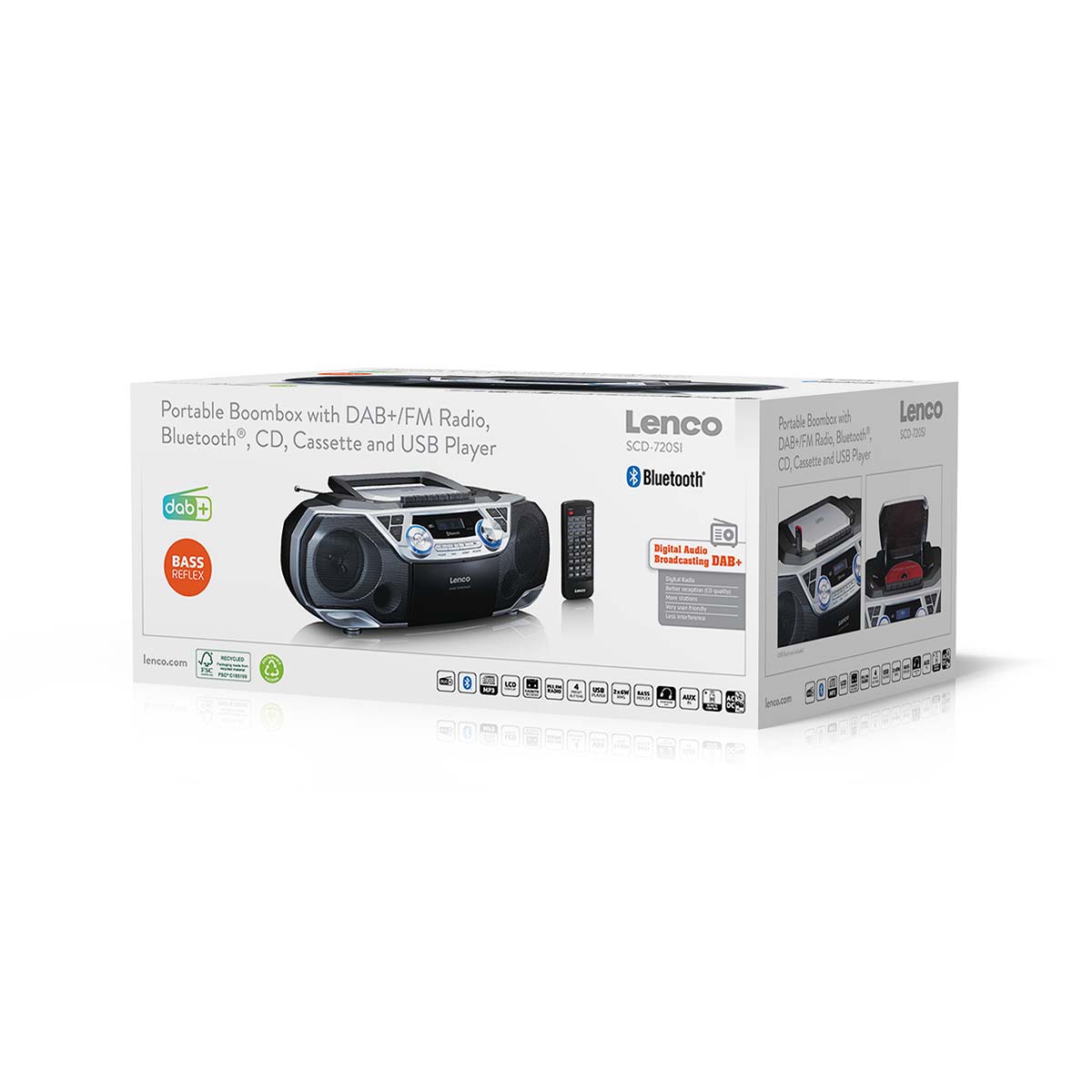 Draagbare Boombox met DAB+/FM-radio, Bluetooth®, CD, cassetterecorder en USB-speler Zilver - Afbeelding 13