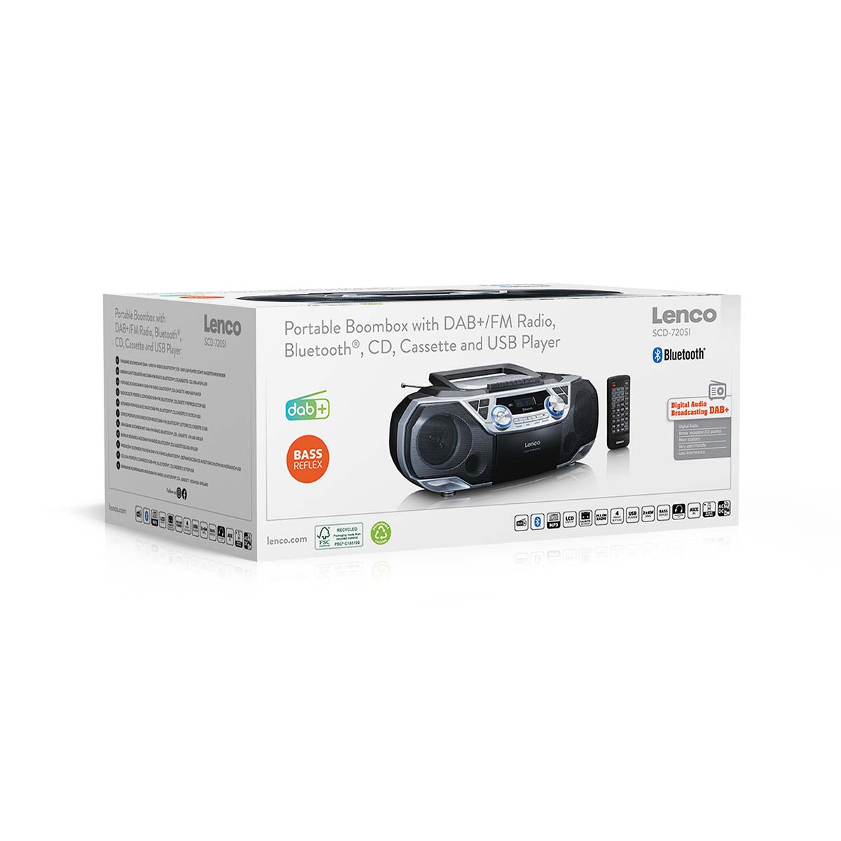 Draagbare Boombox met DAB+/FM-radio, Bluetooth®, CD, cassetterecorder en USB-speler Zilver - Afbeelding 14