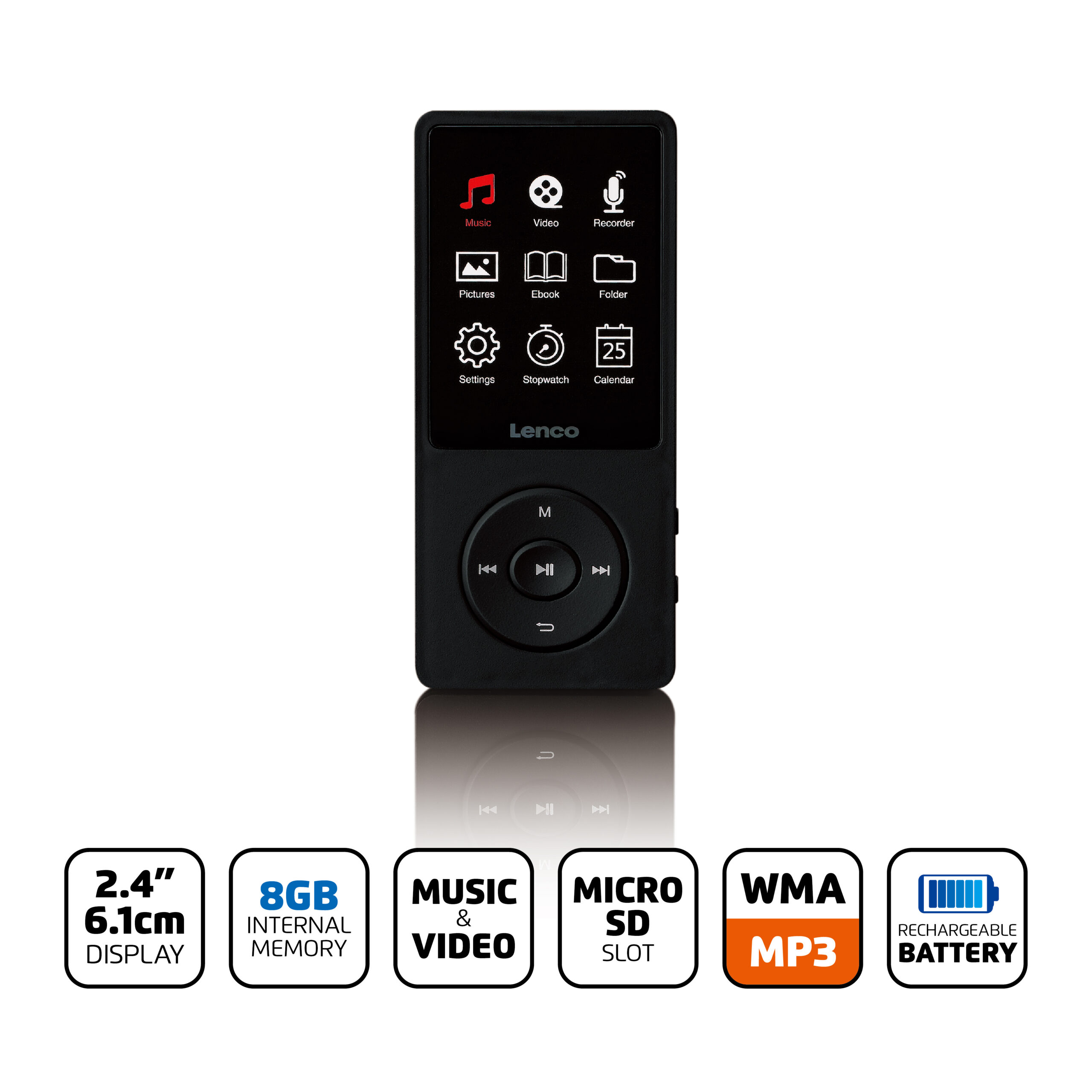 MP3/MP4-speler met 2,4" TFT LCD-scherm en 8 GB intern geheugen Zwart - Afbeelding 4