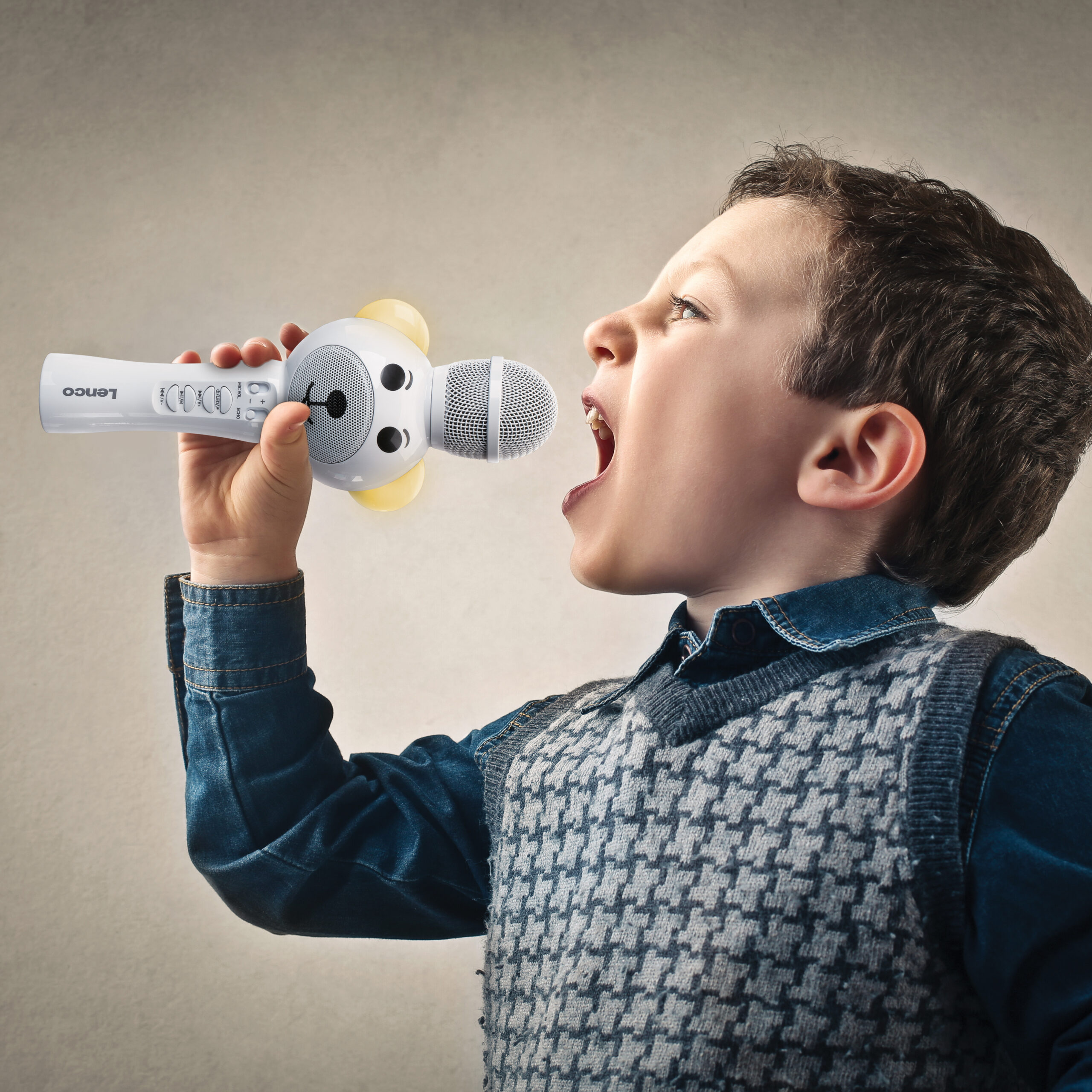 Karaokemicrofoon met Bluetooth® SD-sleuf verlichting Aux Out Wit - Afbeelding 5