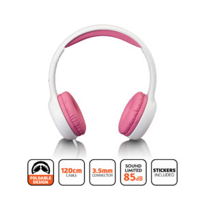 Kinderhoofdtelefoon 85dB met stickers Roze