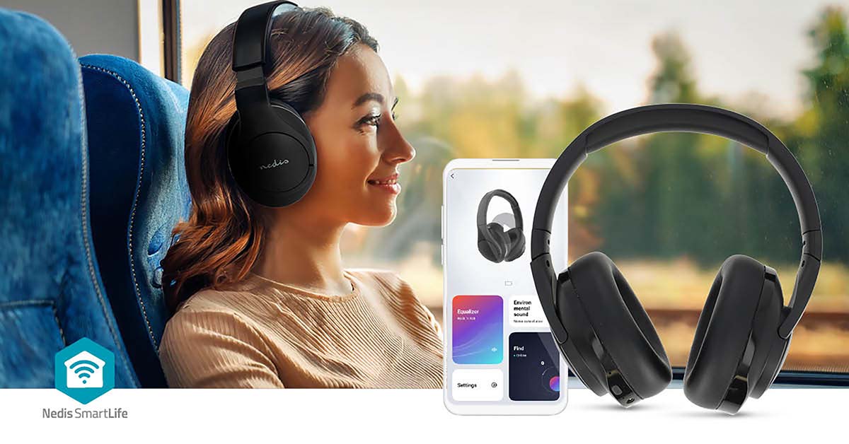 Draadloze Over-ear Koptelefoon | Batterij 1 werkingstijd standaard verbruik: 1680 min | Ingebouwde microfoon | Drukbediening | Hybrid (ENC + ANC) | Ondersteuning voor spraakbesturing | Volumebediening | Zwart - Afbeelding 12