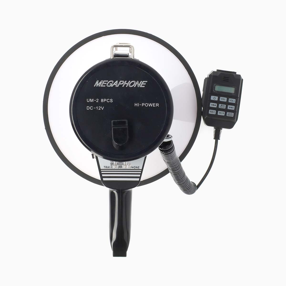 Megafoon | Maximaal bereik: 1500 m | Maximale volume: 120 dB | Afneembare Microfoon | Ingebouwde sirene | Bluetooth® | Opnamefunctie | USB-weergave | Schouder riem | Wit / Zwart - Afbeelding 5