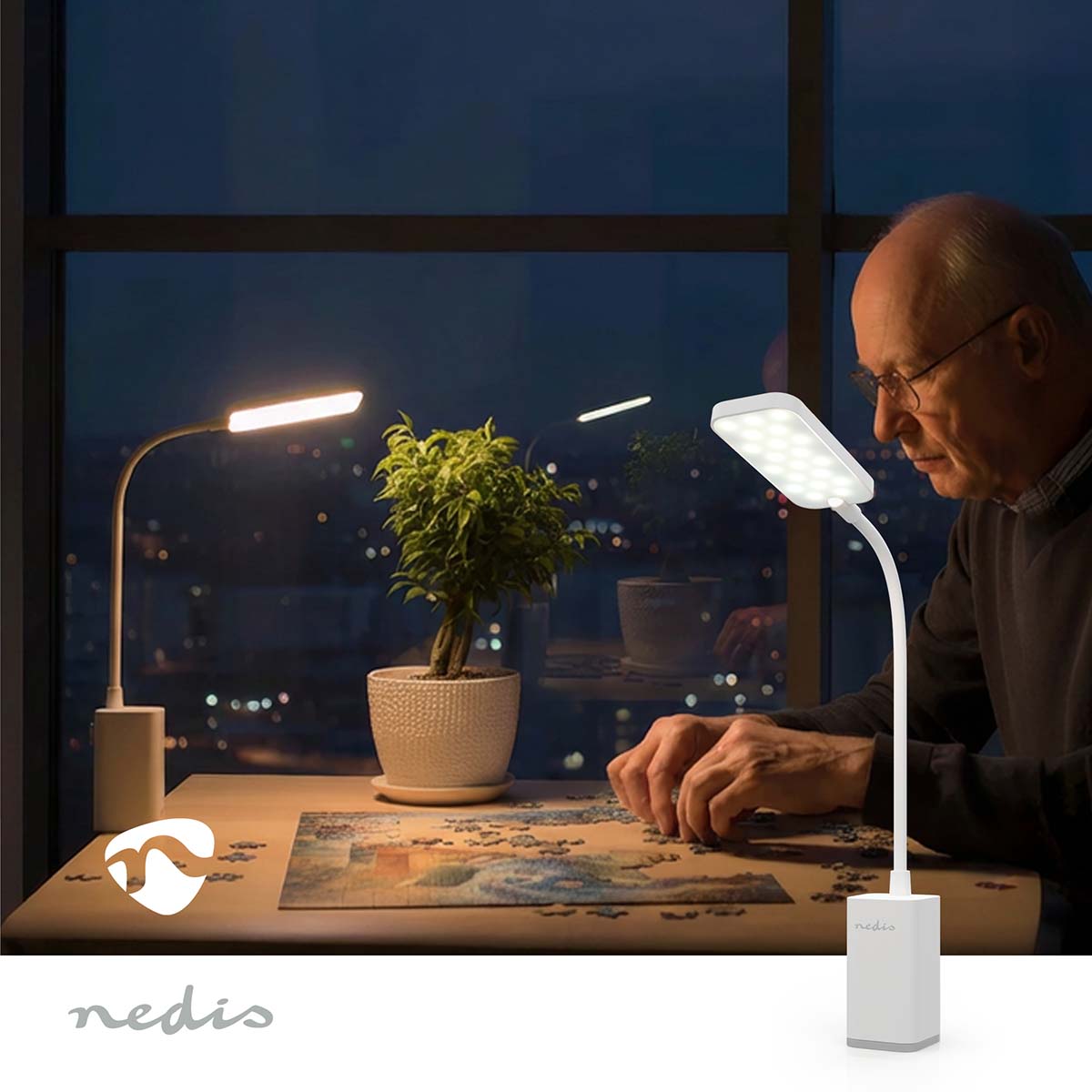 LED-Bureaulamp | Dimbaar | 1 Lichtmodus | 90 lm | Oplaadbaar | Aanraakfunctie | Wit - Afbeelding 2