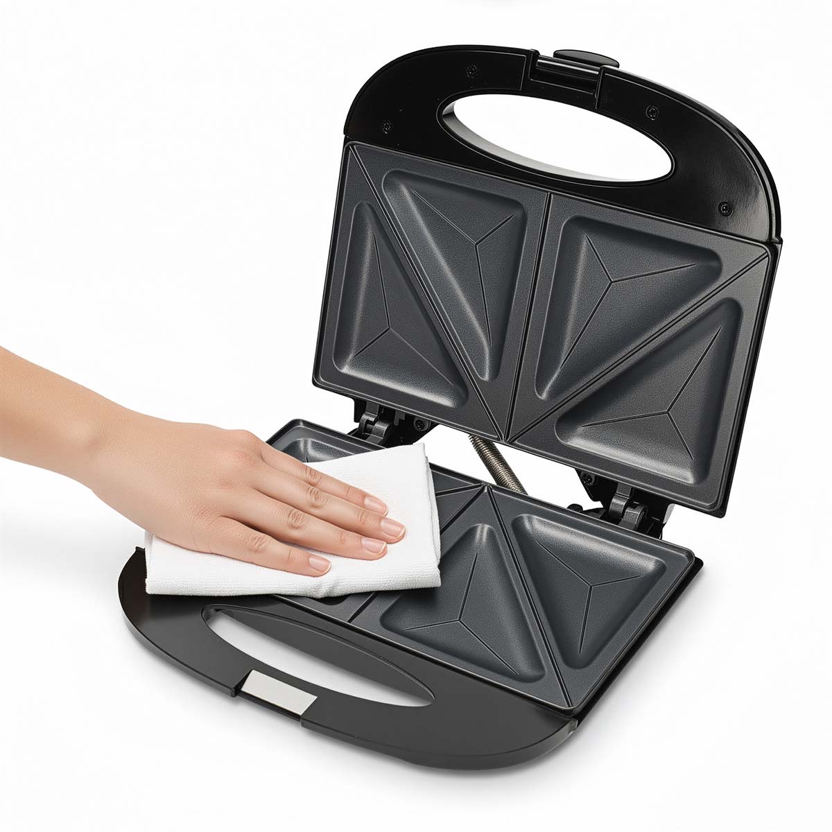 Sandwichmaker | 750 W | Sandwichplaten | Automatische temperatuurregeling | Anti-aanbaklaag | Zwart - Afbeelding 14