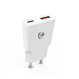 Oplader | 30 W | GaN | PD3.0 | 1.5 / 2.0 / 2.5 / 3.0 A | Outputs: 2 | USB-A / USB-C™ | Automatische Voltage Selectie | Wit