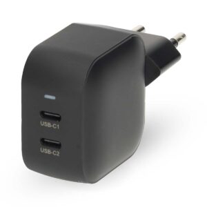 Oplader | 45 W | GaN | PD3.0 | 2.25 / 3.0 A | Outputs: 2 | 2x USB-C™ | Automatische Voltage Selectie | Zwart