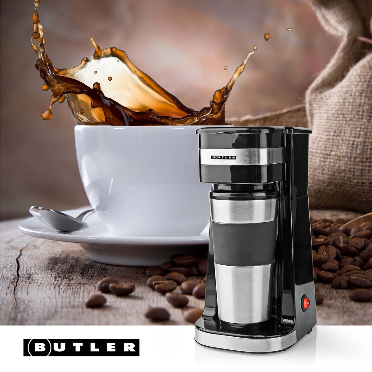 Eenkops koffiezetapparaat | 0,4 l | 750 W | Geïsoleerde reisbeker | Automatische uitschakeling | Zwart - Afbeelding 2
