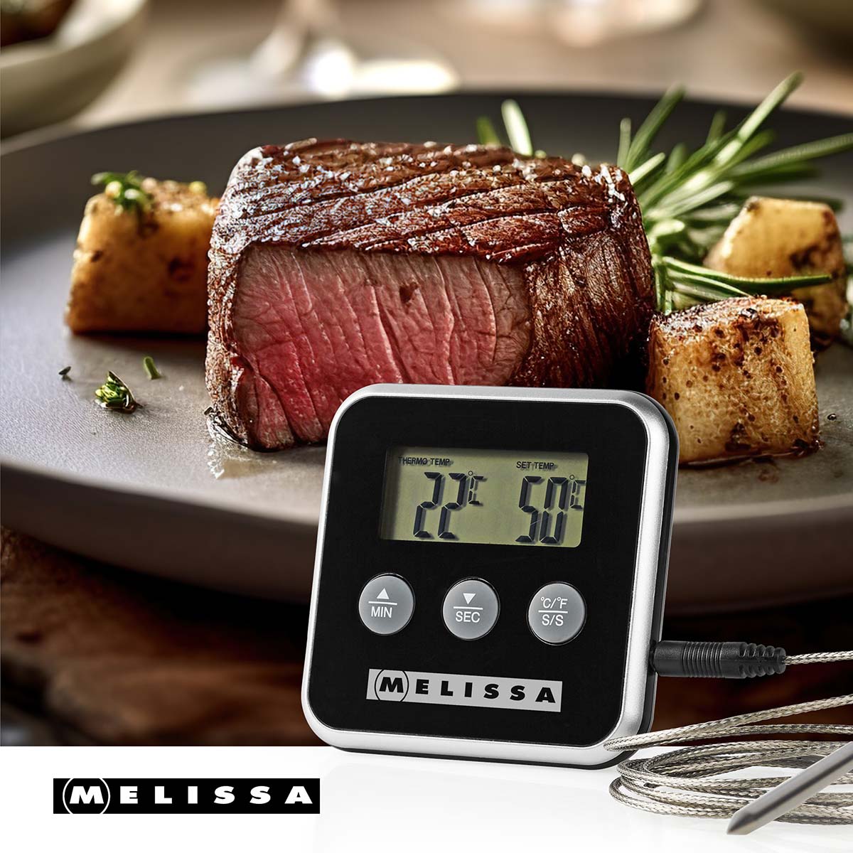 Vleesthermometer | tot 250°C | Alarmtimer | LCD-scherm - Afbeelding 2