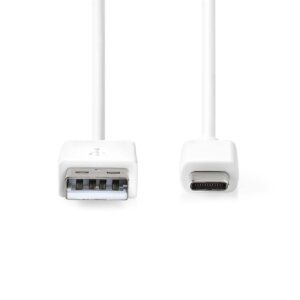 USB-Kabel | USB 2.0 | USB-A Male | USB-C™ Male | 15 W | 480 Mbps | Vernikkeld | 0.50 m | Rond | PVC | Wit | Label