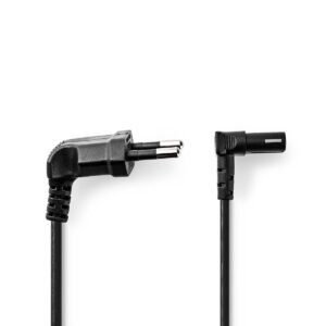 Stroomkabel | Euro Male | IEC-320-C7 | 90° Gehoekt | 90° Gehoekt | Vernikkeld | 3.00 m | Rond | PVC | Zwart | Label