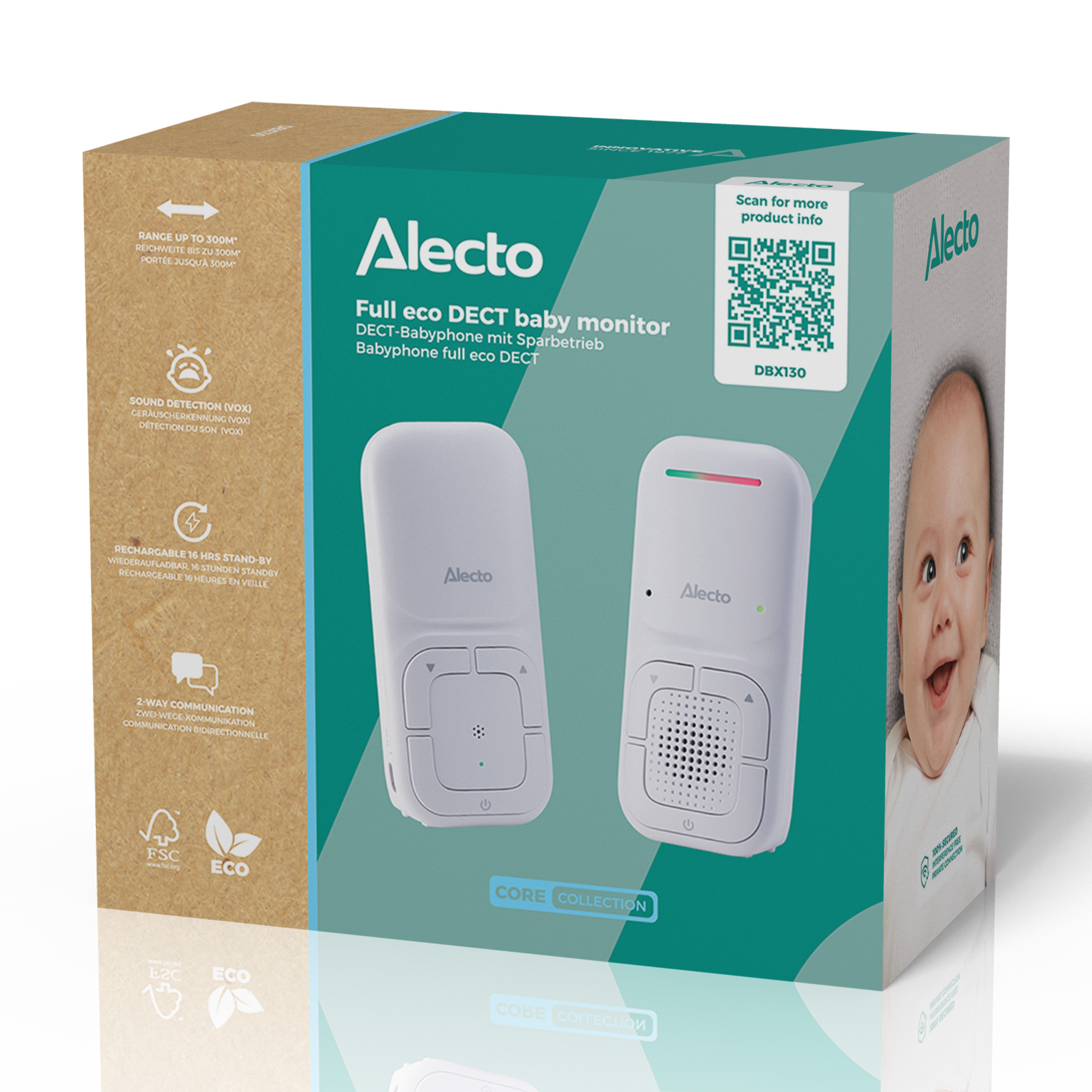 Moderne Full Eco audio-babyfoon met kristalheldere DECT-geluidskwaliteit en lange stand-bytijd Wit - Afbeelding 6