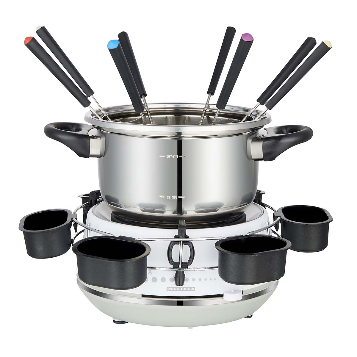 Elektrische fondue 2L 1200W Roestvrij Staal / Wit - Afbeelding 2