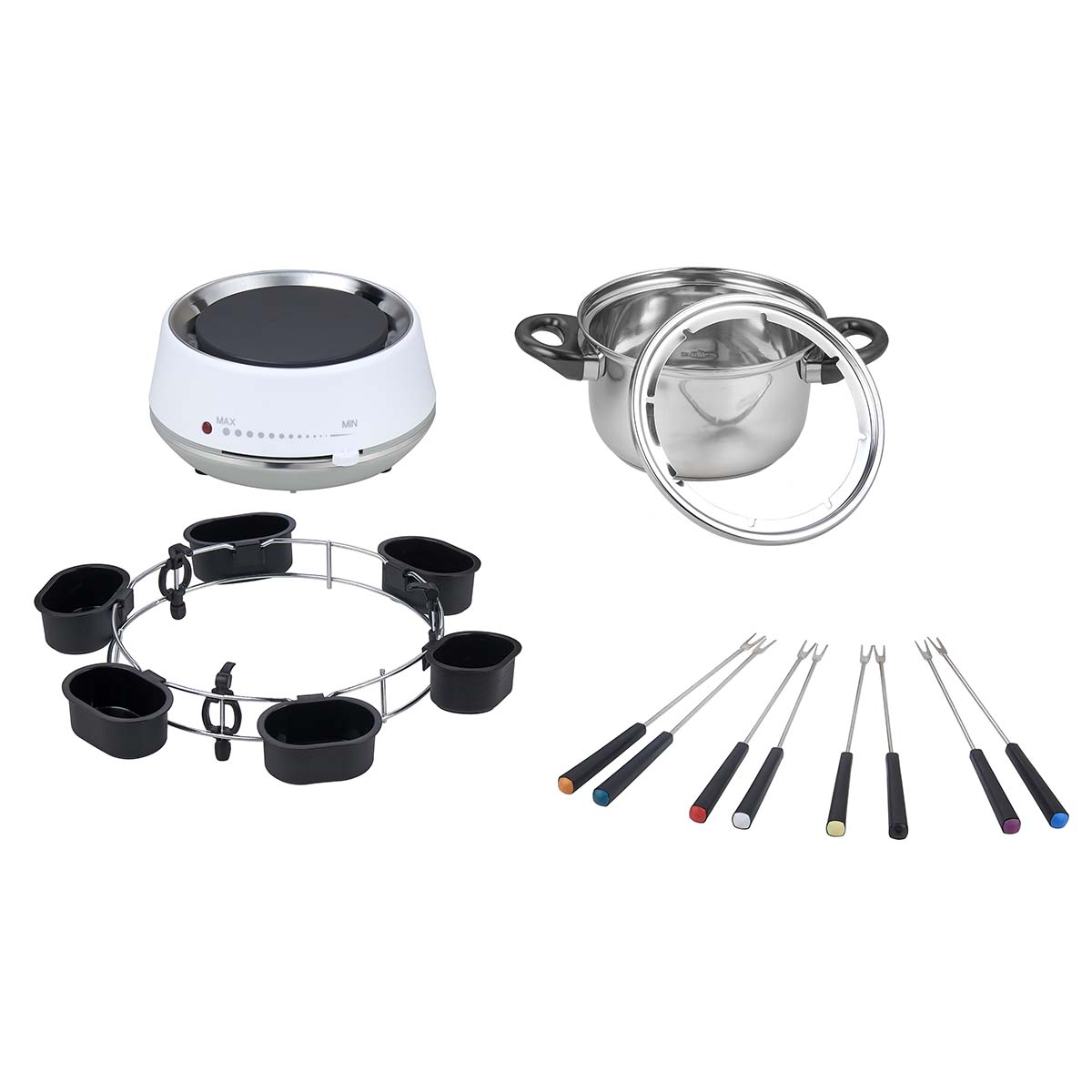 Elektrische fondue 2L 1200W Roestvrij Staal / Wit - Afbeelding 4