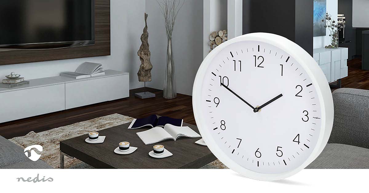 Wandklok | Diameter: 300 mm | Kunststof | Stille beweging | Wit - Afbeelding 7