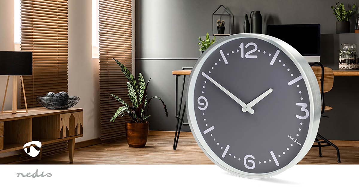 Wandklok | Diameter: 300 mm | Aluminium | Stille beweging | Metaal - Afbeelding 7