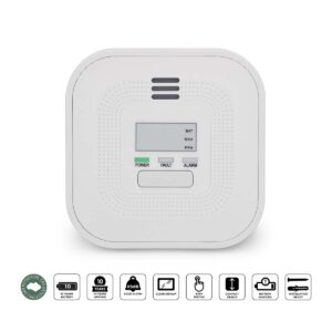 Koolmonoxidemelder met display en 10 jaars sensor en batterij, wit