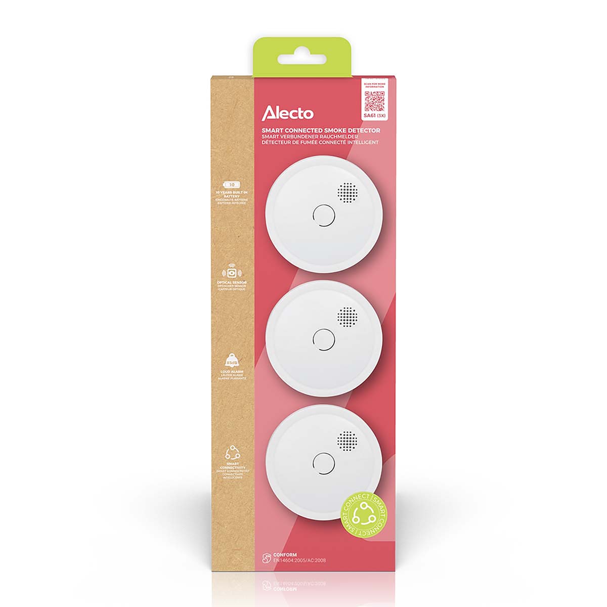 Draadloze koppelbare rookmelder 10 jaar 3-pack Wit - Afbeelding 13