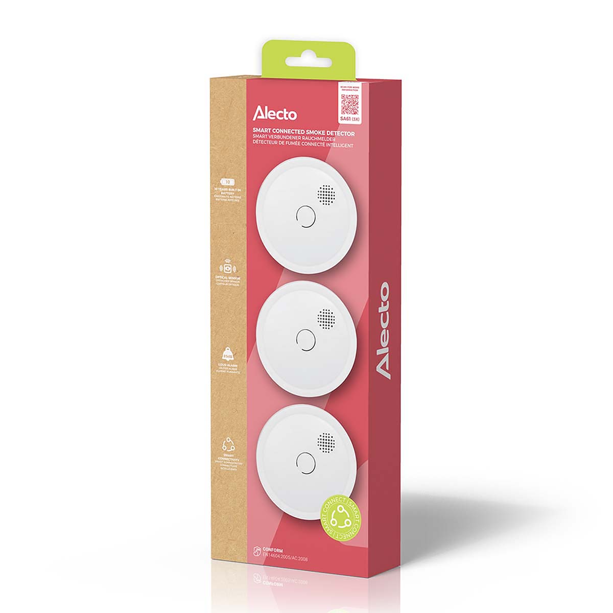 Draadloze koppelbare rookmelder 10 jaar 3-pack Wit - Afbeelding 14