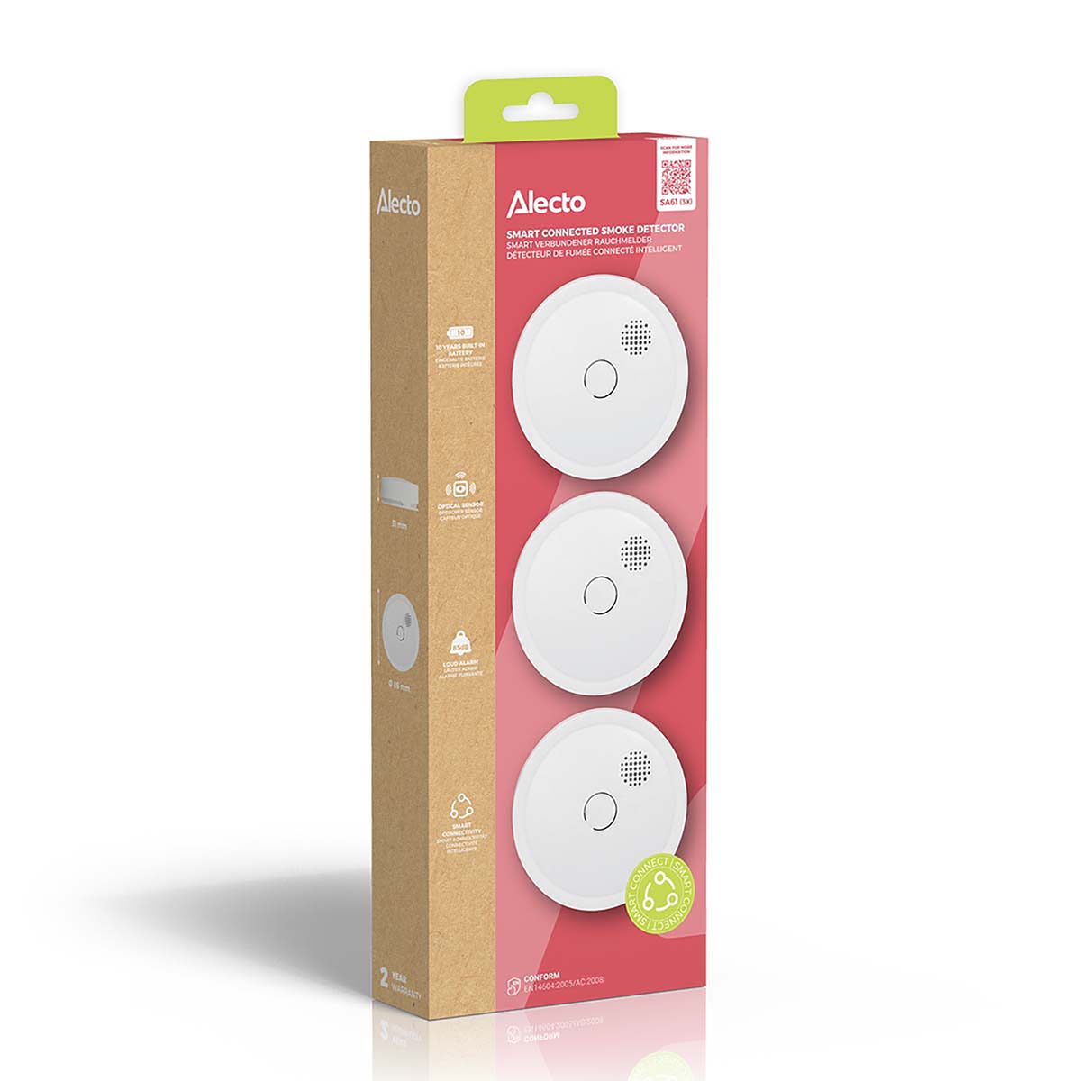 Draadloze koppelbare rookmelder 10 jaar 3-pack Wit - Afbeelding 15