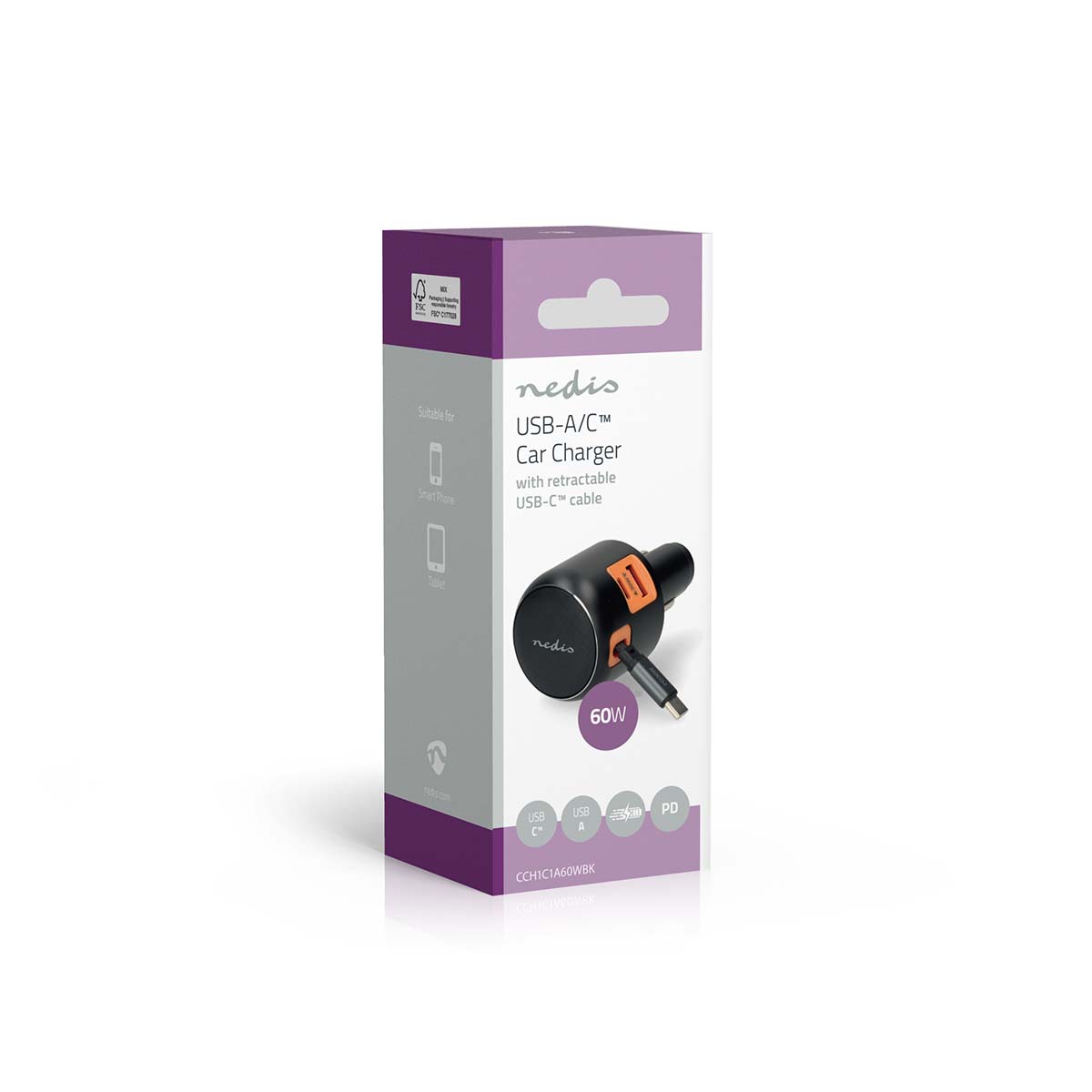Autolader | 60 W | 2.4 / 3.0 A | Outputs: 3 | Poorttype: USB-A / USB-C™ | USB-C™ intrekbare kabel | 0.70 m | Automatische Voltage Selectie - Afbeelding 10