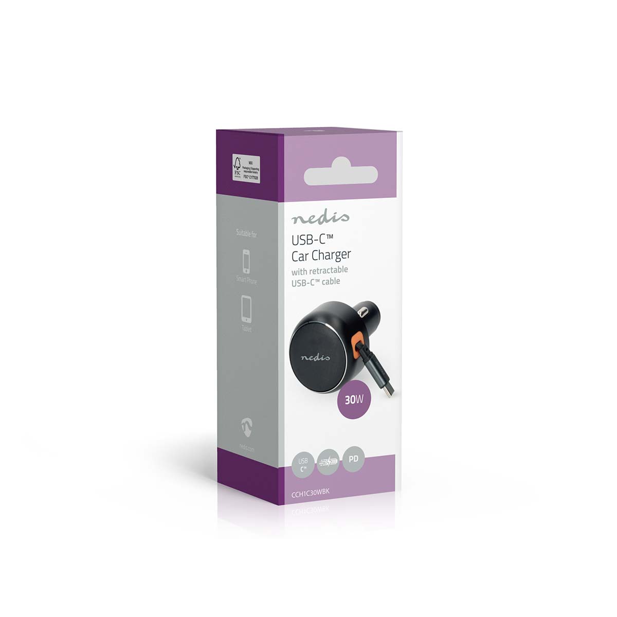 Autolader | 30 W | 2.4 / 3.0 A | Outputs: 1 | USB-C™ intrekbare kabel | 0.70 m | Automatische Voltage Selectie - Afbeelding 11