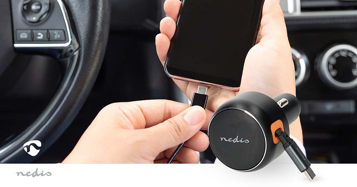 Autolader | 30 W | 2.4 / 3.0 A | Outputs: 1 | USB-C™ intrekbare kabel | 0.70 m | Automatische Voltage Selectie - Afbeelding 12