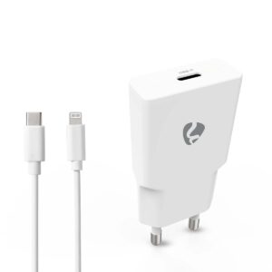 Oplader | 20 W | GaN | PD3.0 | 1.67 / 2.22 / 3.0 A | Outputs: 1 | USB-C™ | Lightning 8-Pins (Los) Kabel | 1.00 m | Automatische Voltage Selectie | Wit