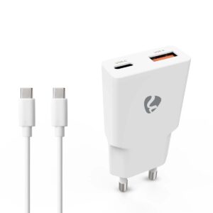 Oplader | 30 W | GaN | PD3.0 | 1.5 / 2.0 / 2.5 / 3.0 A | Outputs: 2 | USB-A / USB-C™ | USB-C™ (Los) Kabel | 1.50 m | Automatische Voltage Selectie | Wit